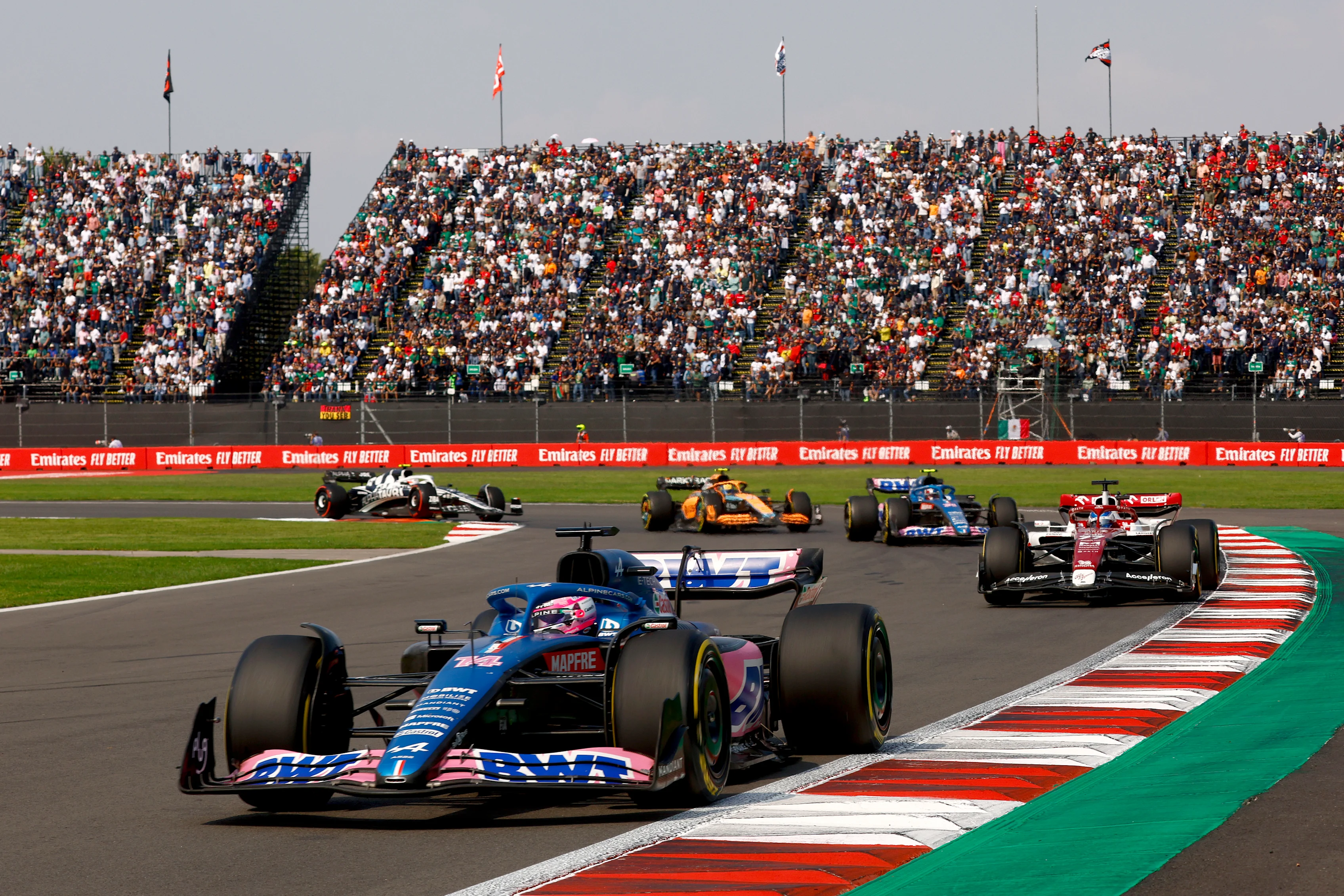 MEXICO CITY, MEXICO - OCTOBER 30: Fernando Alonso of Spain driving the (14) Alpine F1 A522 Renault