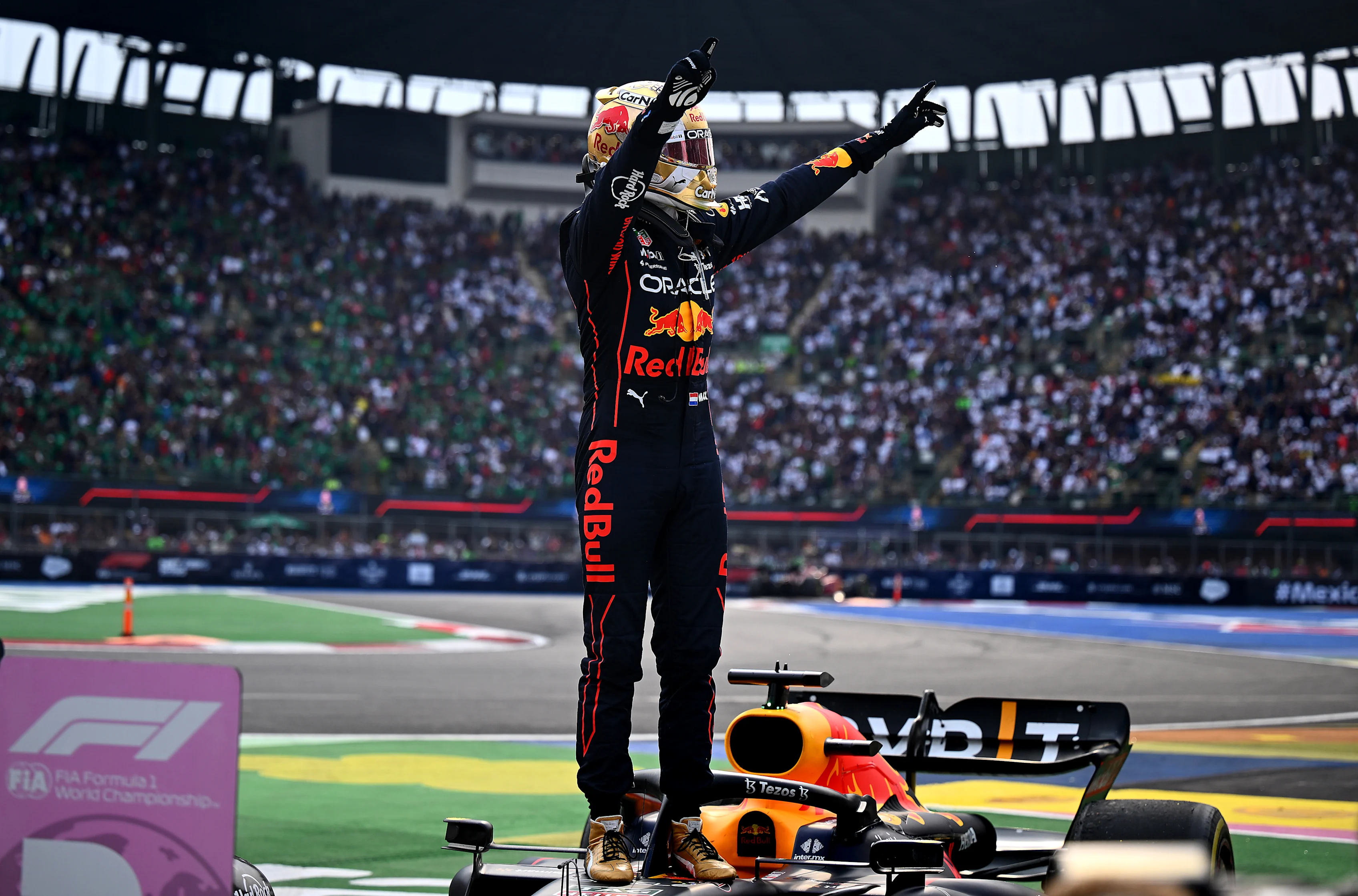 MEXICO CITY, MEXICO - OCTOBER 30: Race winner Max Verstappen of the Netherlands and Oracle Red Bull