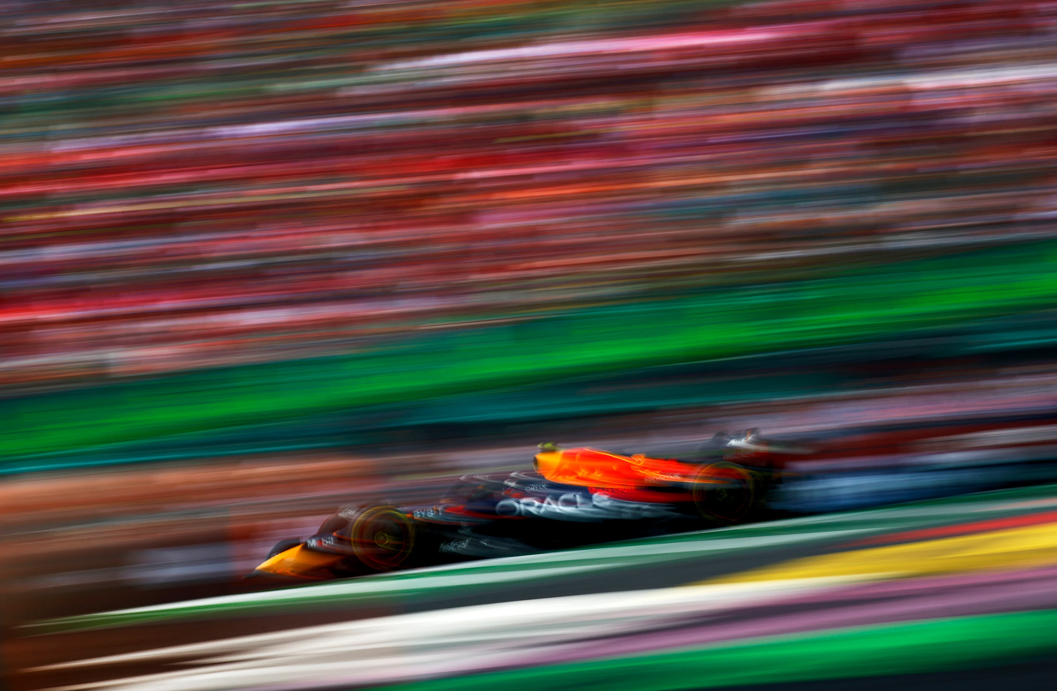 MEXICO CITY, MEXICO - OCTOBER 30: Sergio Perez of Mexico driving the (11) Oracle Red Bull Racing