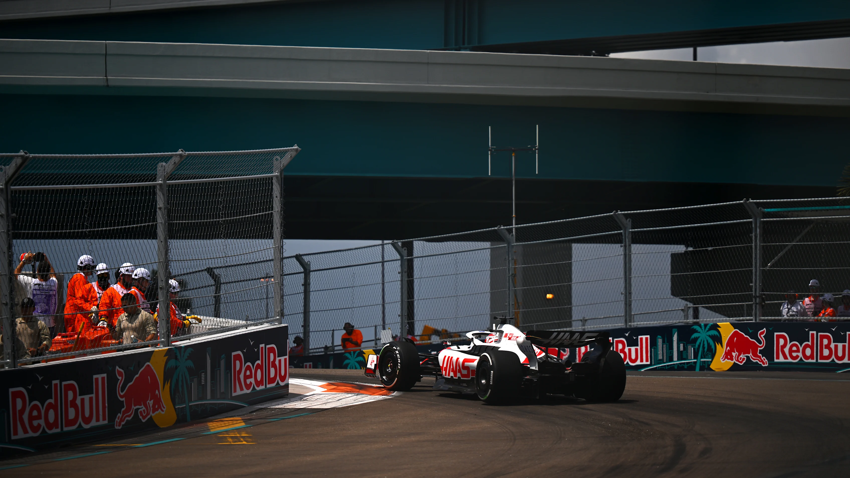 MIAMI, FLORIDA - MAY 06: Kevin Magnussen of Denmark driving the (20) Haas F1 VF-22 Ferrari on track during practice ahead of the F1 Grand Prix of Miami at the Miami International Autodrome on May 06, 2022 in Miami, Florida. (Photo by Clive Mason - Formula 1/Formula 1 via Getty Images)