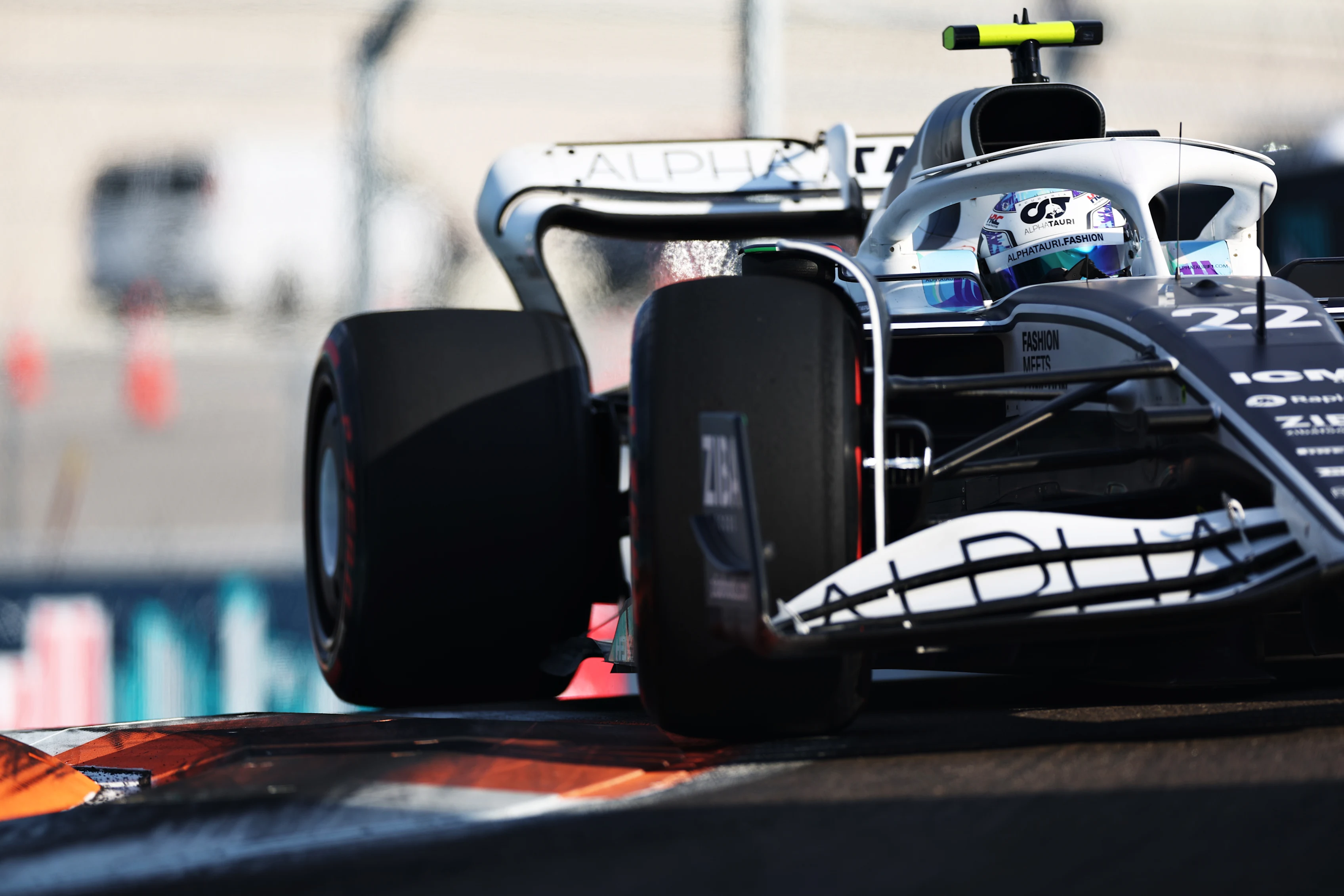 MIAMI, FLORIDA - MAY 06: Yuki Tsunoda of Japan driving the (22) Scuderia AlphaTauri AT03 on track during practice ahead of the F1 Grand Prix of Miami at the Miami International Autodrome on May 06, 2022 in Miami, Florida. (Photo by Peter Fox/Getty Images)