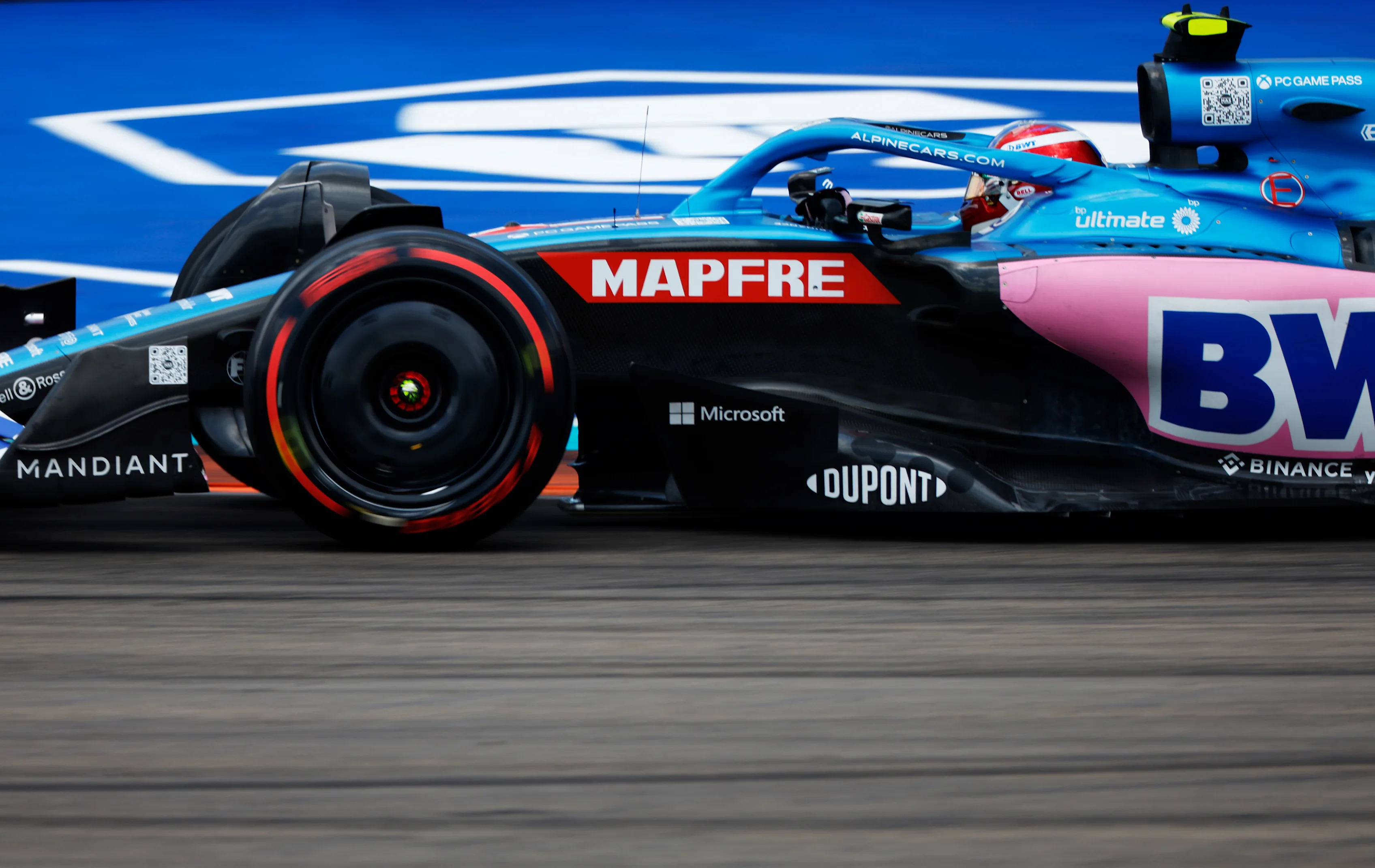 MIAMI, FLORIDA - MAY 07: Esteban Ocon of France driving the (31) Alpine F1 A522 Renault on track
