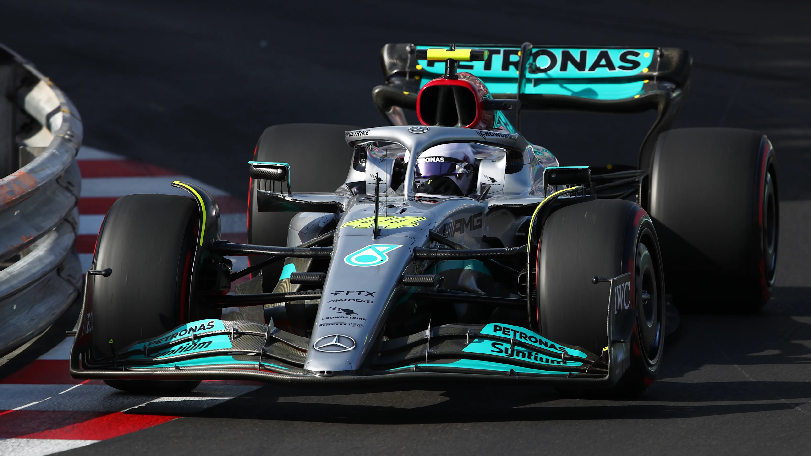 MONTE-CARLO, MONACO - MAY 27: Lewis Hamilton of Great Britain driving the (44) Mercedes AMG Petronas F1 Team W13 on track during practice ahead of the F1 Grand Prix of Monaco at Circuit de Monaco on May 27, 2022 in Monte-Carlo, Monaco. (Photo by Joe Portlock - Formula 1/Formula 1 via Getty Images)