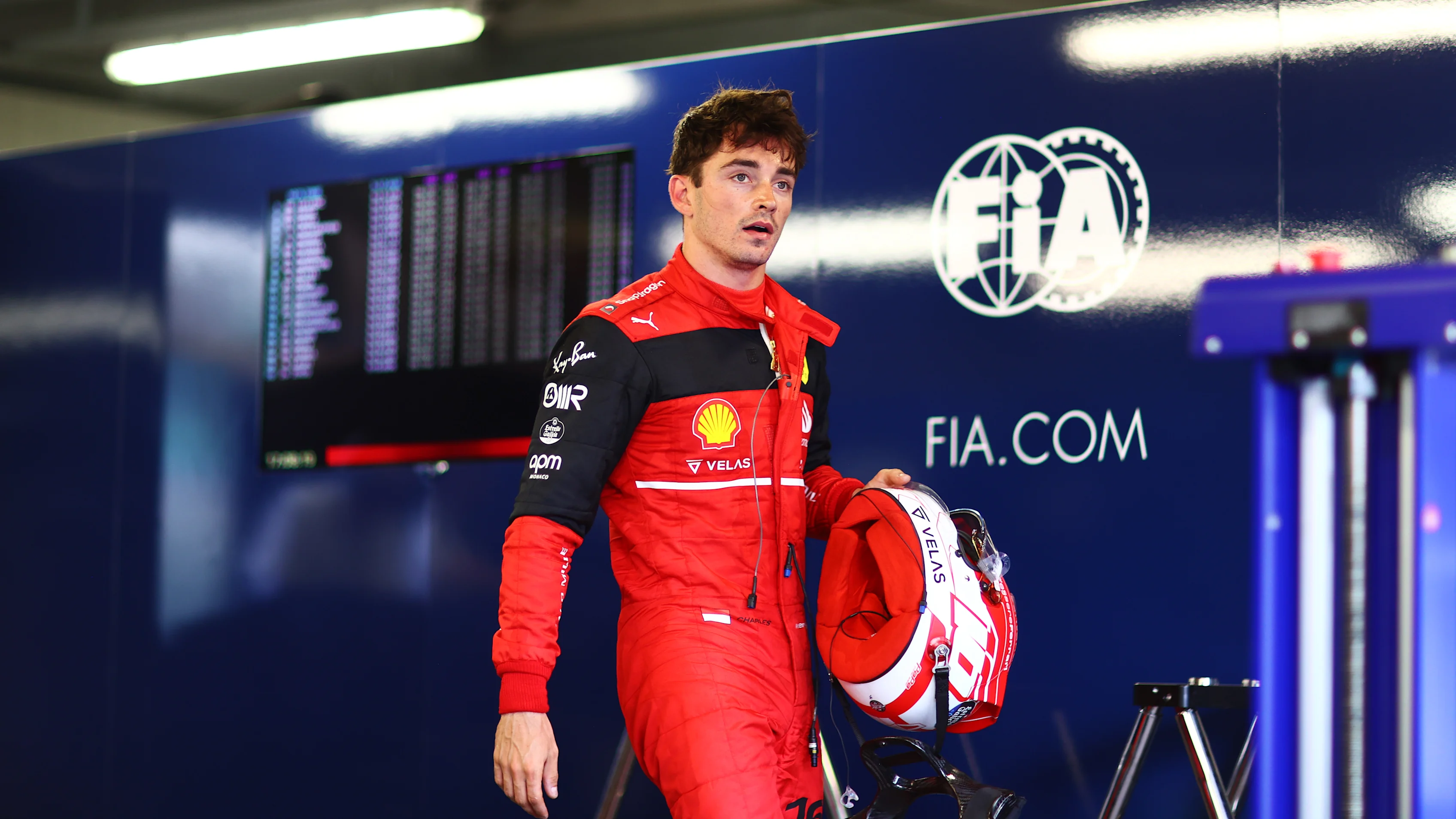MONTE-CARLO, MONACO - MAY 28: Pole position qualifier Charles Leclerc of Monaco and Ferrari looks on in parc ferme during qualifying ahead of the F1 Grand Prix of Monaco at Circuit de Monaco on May 28, 2022 in Monte-Carlo, Monaco. (Photo by Dan Istitene - Formula 1/Formula 1 via Getty Images)