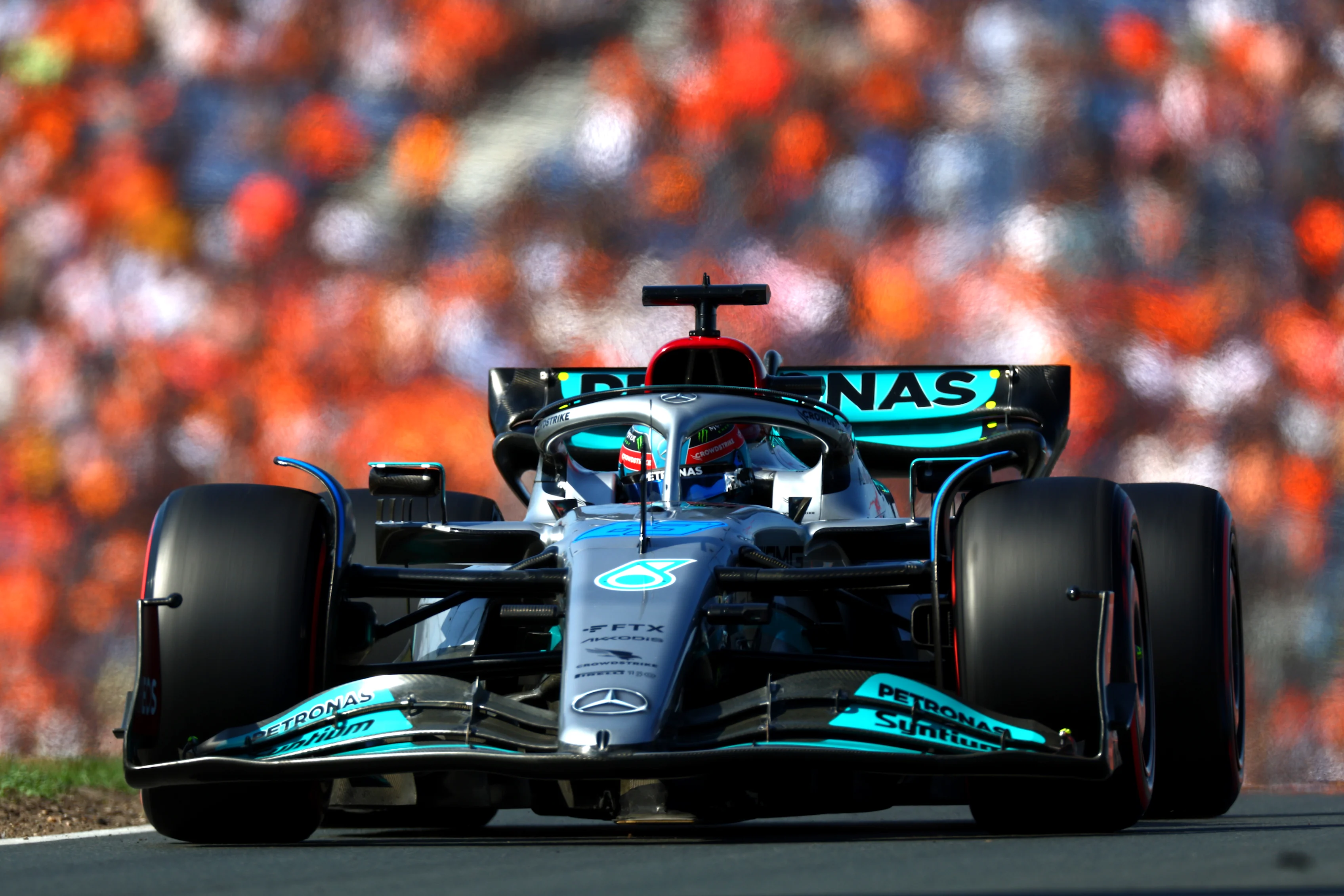 ZANDVOORT, NETHERLANDS - SEPTEMBER 03: George Russell of Great Britain driving the (63) Mercedes