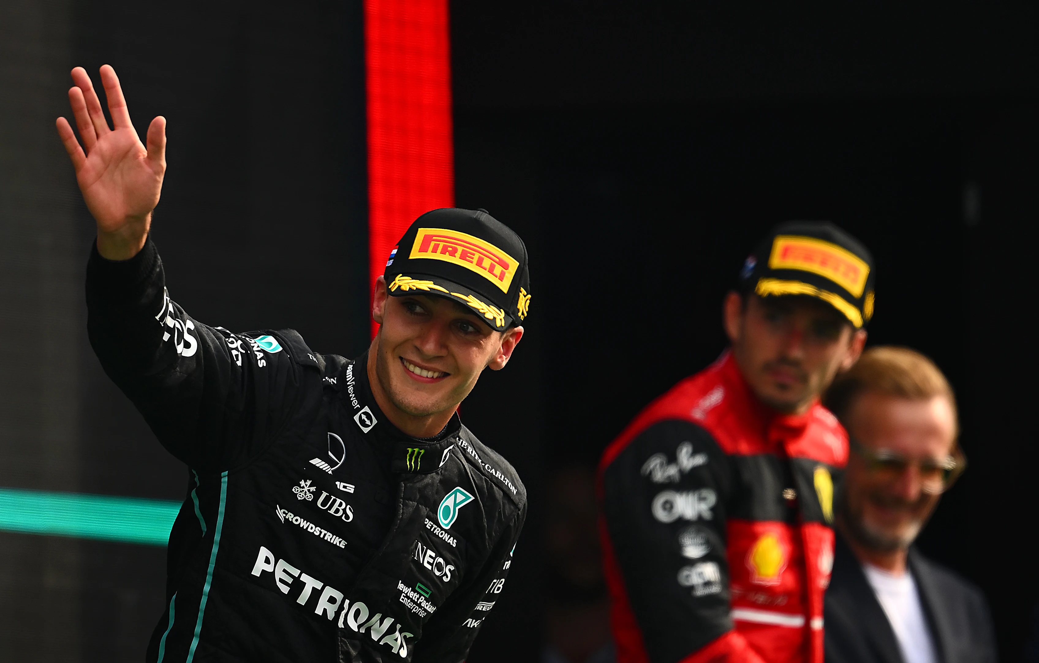 ZANDVOORT, NETHERLANDS - SEPTEMBER 04: Second placed George Russell of Great Britain and Mercedes