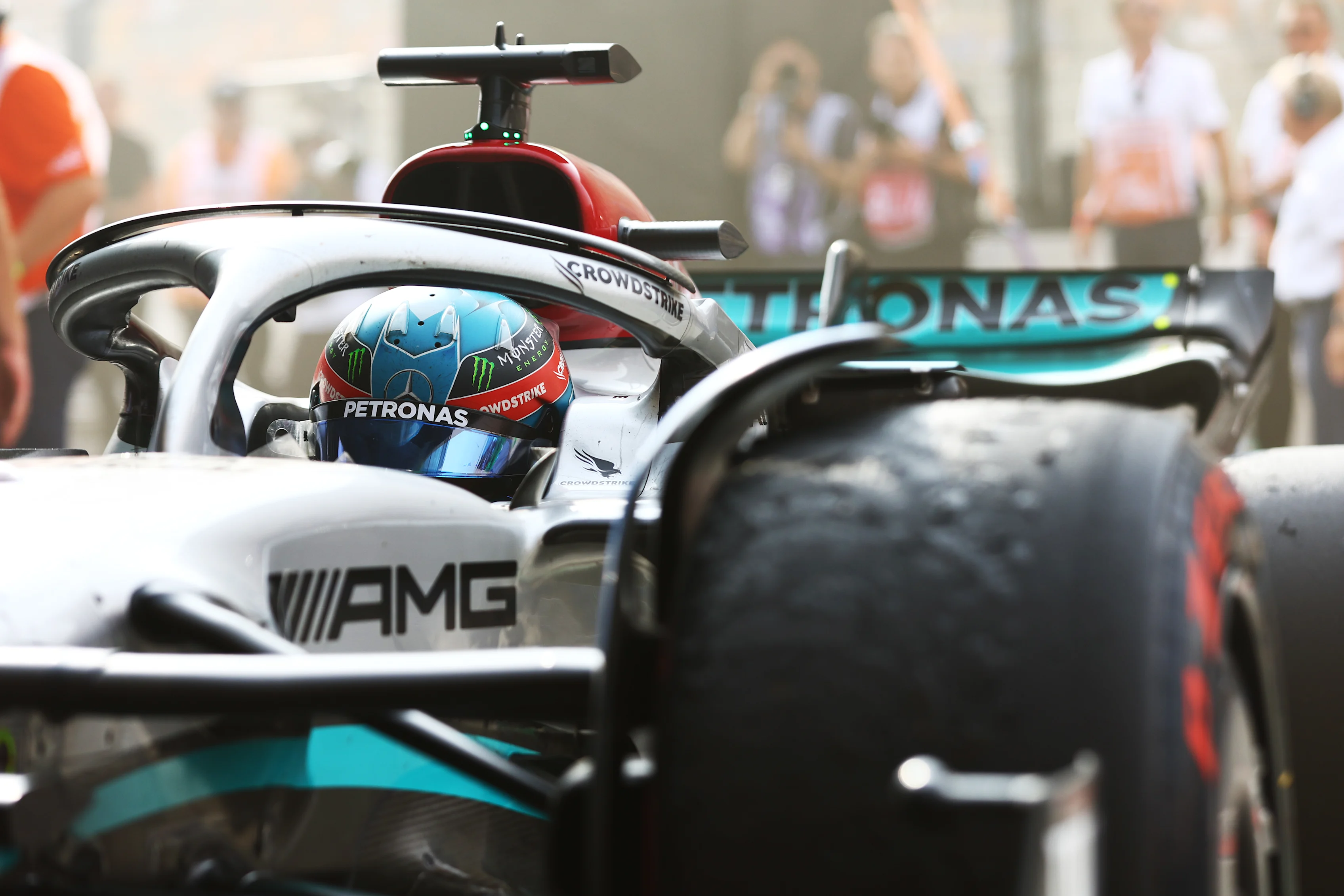 ZANDVOORT, NETHERLANDS - SEPTEMBER 04: Second placed George Russell of Great Britain and Mercedes