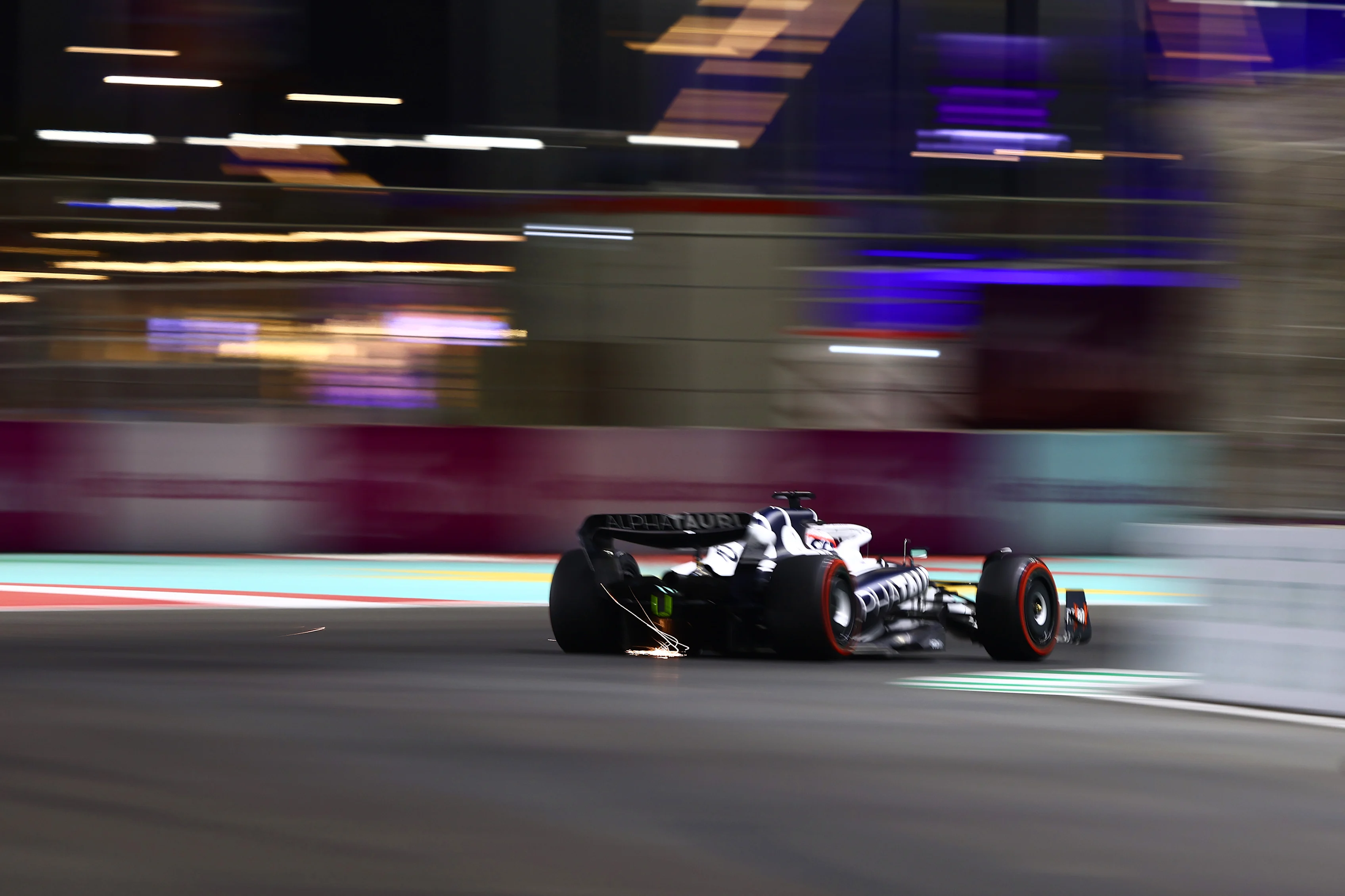 JEDDAH, SAUDI ARABIA - MARCH 25: Pierre Gasly of France driving the (10) Scuderia AlphaTauri AT03 on track during practice ahead of the F1 Grand Prix of Saudi Arabia at the Jeddah Corniche Circuit on March 25, 2022 in Jeddah, Saudi Arabia. (Photo by Mark Thompson/Getty Images)