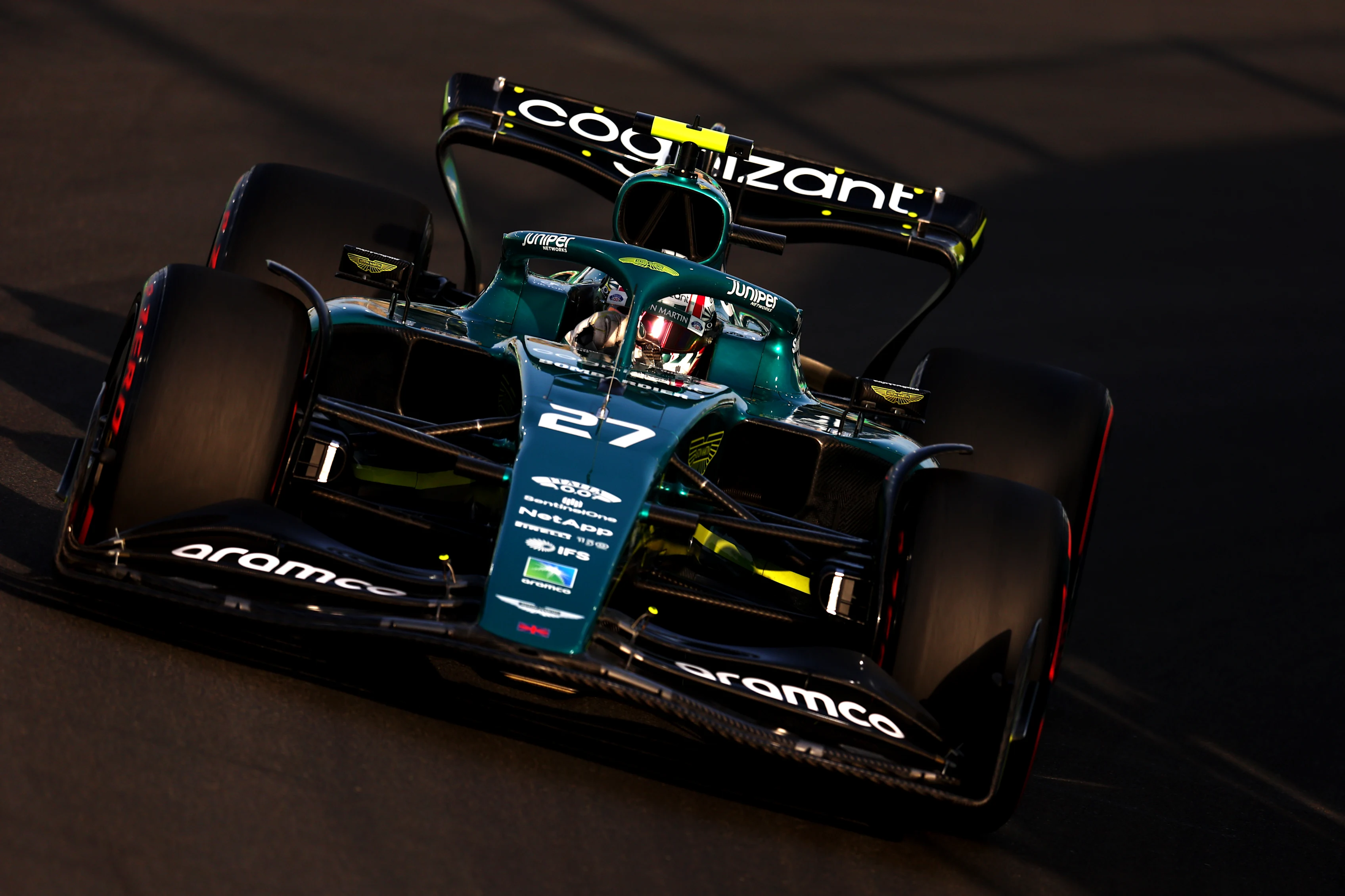 JEDDAH, SAUDI ARABIA - MARCH 26: Nico Hulkenberg of Germany driving the (27) Aston Martin AMR22