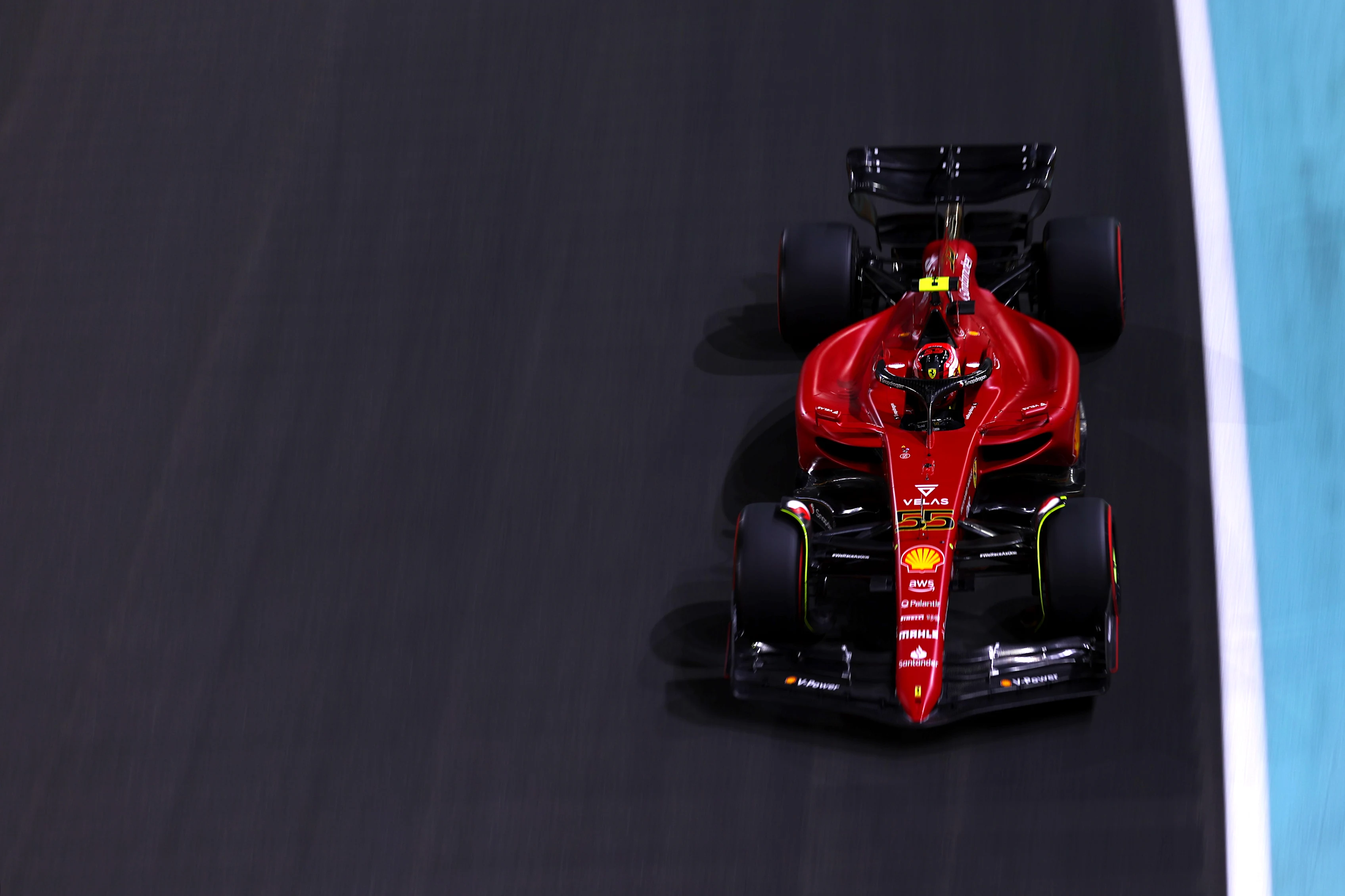JEDDAH, SAUDI ARABIA - MARCH 26: Carlos Sainz of Spain driving (55) the Ferrari F1-75 on track