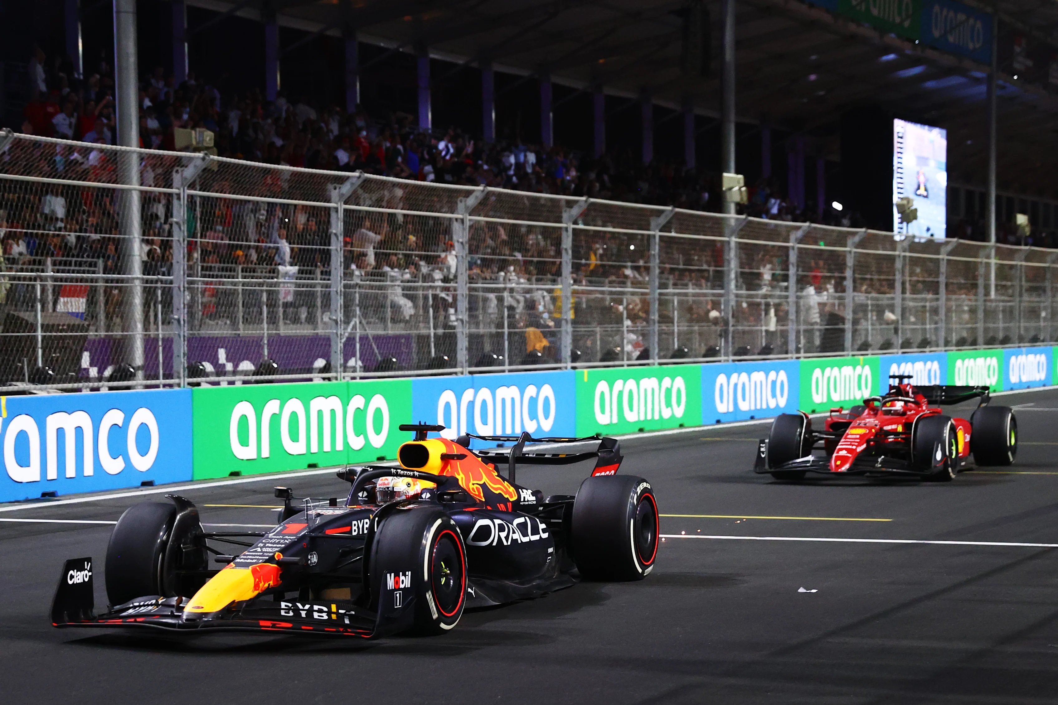JEDDAH, SAUDI ARABIA - MARCH 27: Max Verstappen of the Netherlands driving the (1) Oracle Red Bull