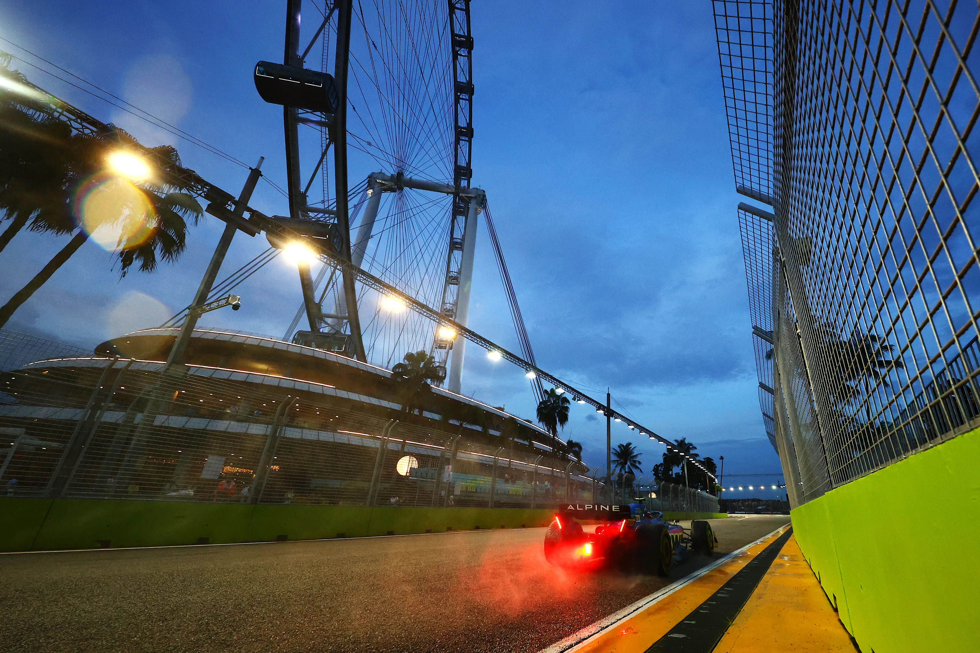 SINGAPORE, SINGAPORE - OCTOBER 01: Esteban Ocon of France driving the (31) Alpine F1 A522 Renault