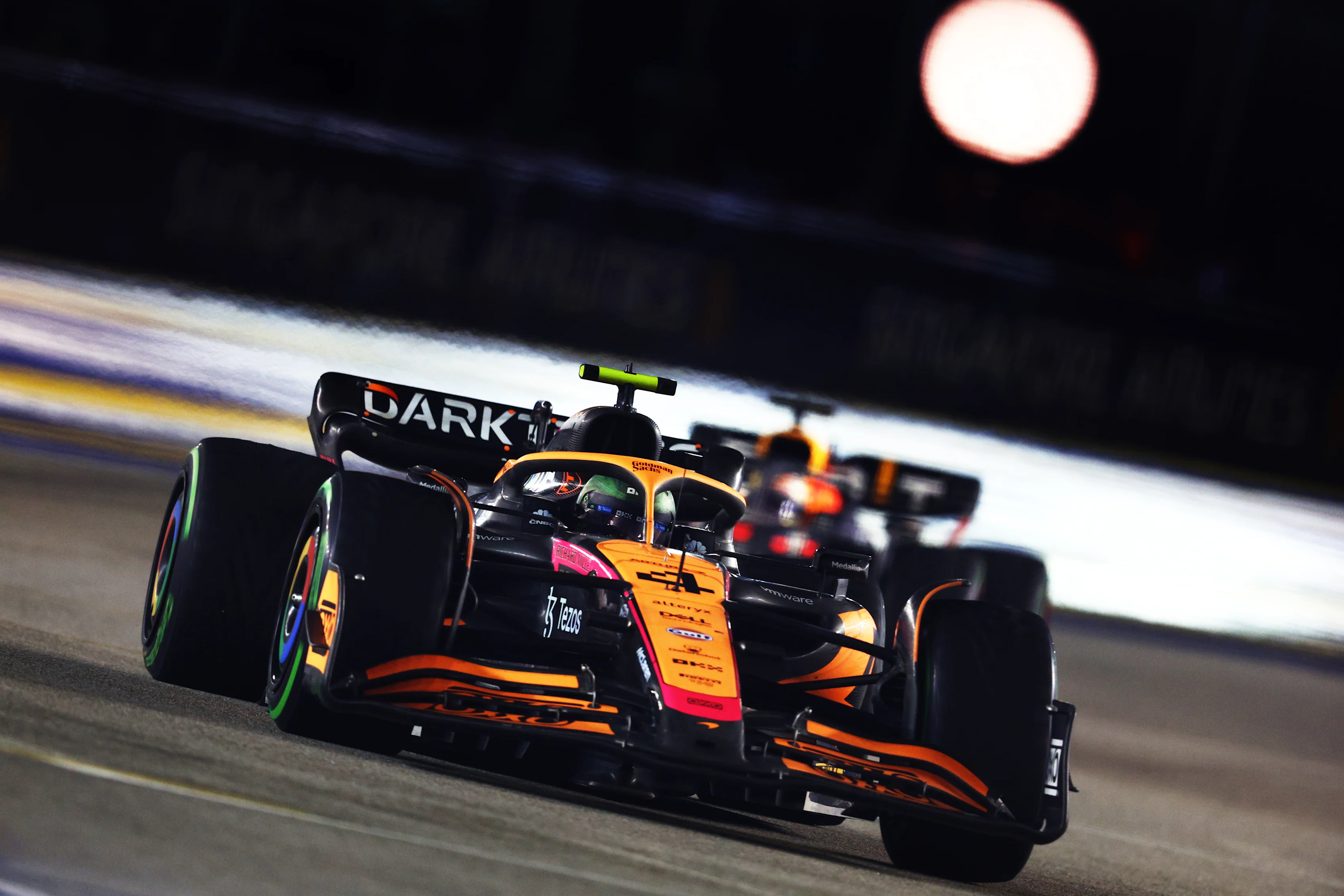 SINGAPORE, SINGAPORE - OCTOBER 02: Lando Norris of Great Britain driving the (4) McLaren MCL36