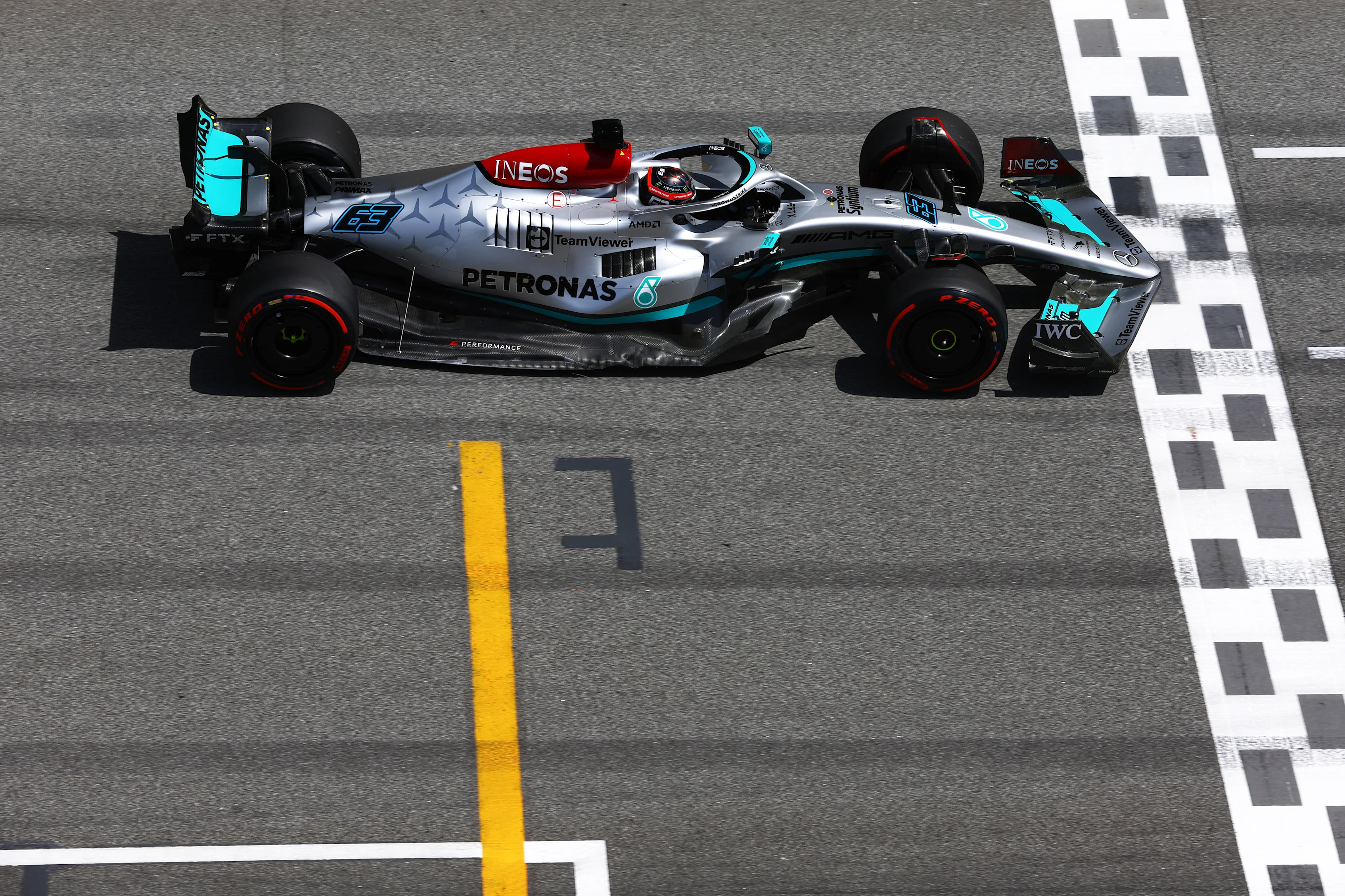 BARCELONA, SPAIN - MAY 20: George Russell of Great Britain driving the (63) Mercedes AMG Petronas