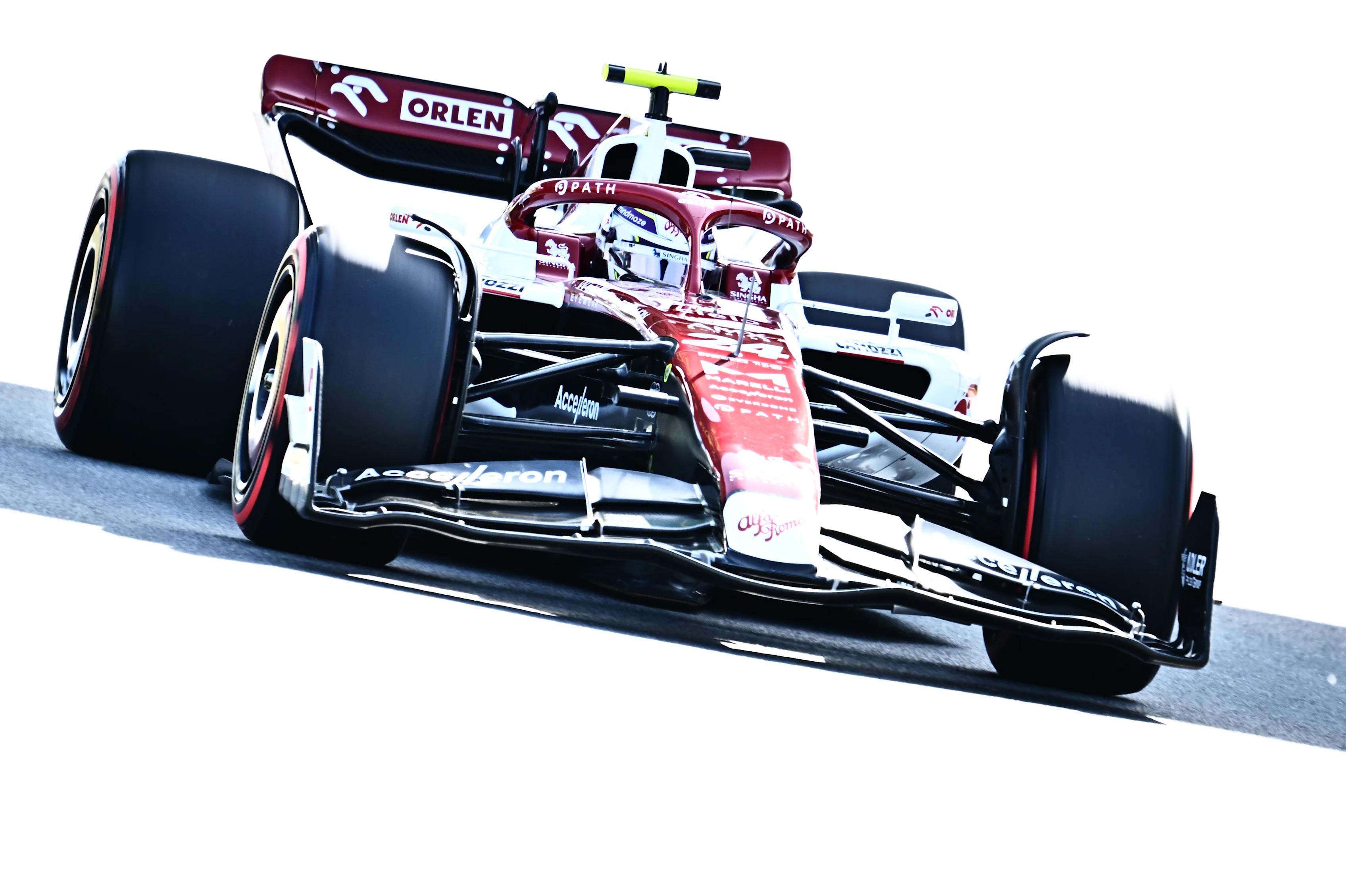BARCELONA, SPAIN - MAY 20: Zhou Guanyu of China driving the (24) Alfa Romeo F1 C42 Ferrari on track during practice ahead of the F1 Grand Prix of Spain at Circuit de Barcelona-Catalunya on May 20, 2022 in Barcelona, Spain. (Photo by Clive Mason/Getty Images)