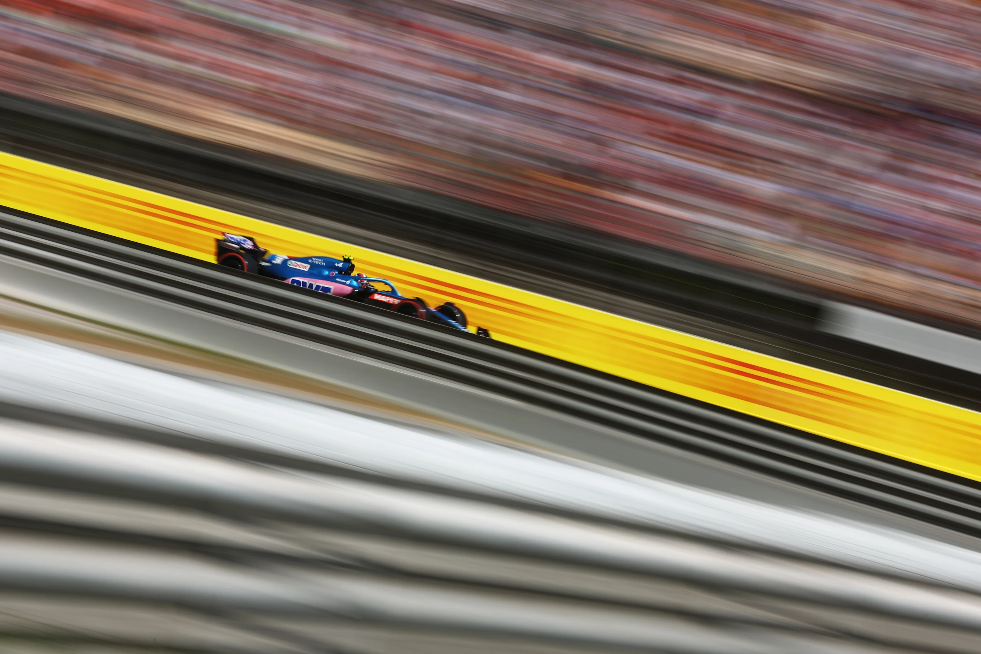 BARCELONA, SPAIN - MAY 21: Esteban Ocon of France driving the (31) Alpine F1 A522 Renault on track during qualifying ahead of the F1 Grand Prix of Spain at Circuit de Barcelona-Catalunya on May 21, 2022 in Barcelona, Spain. (Photo by Lars Baron/Getty Images)