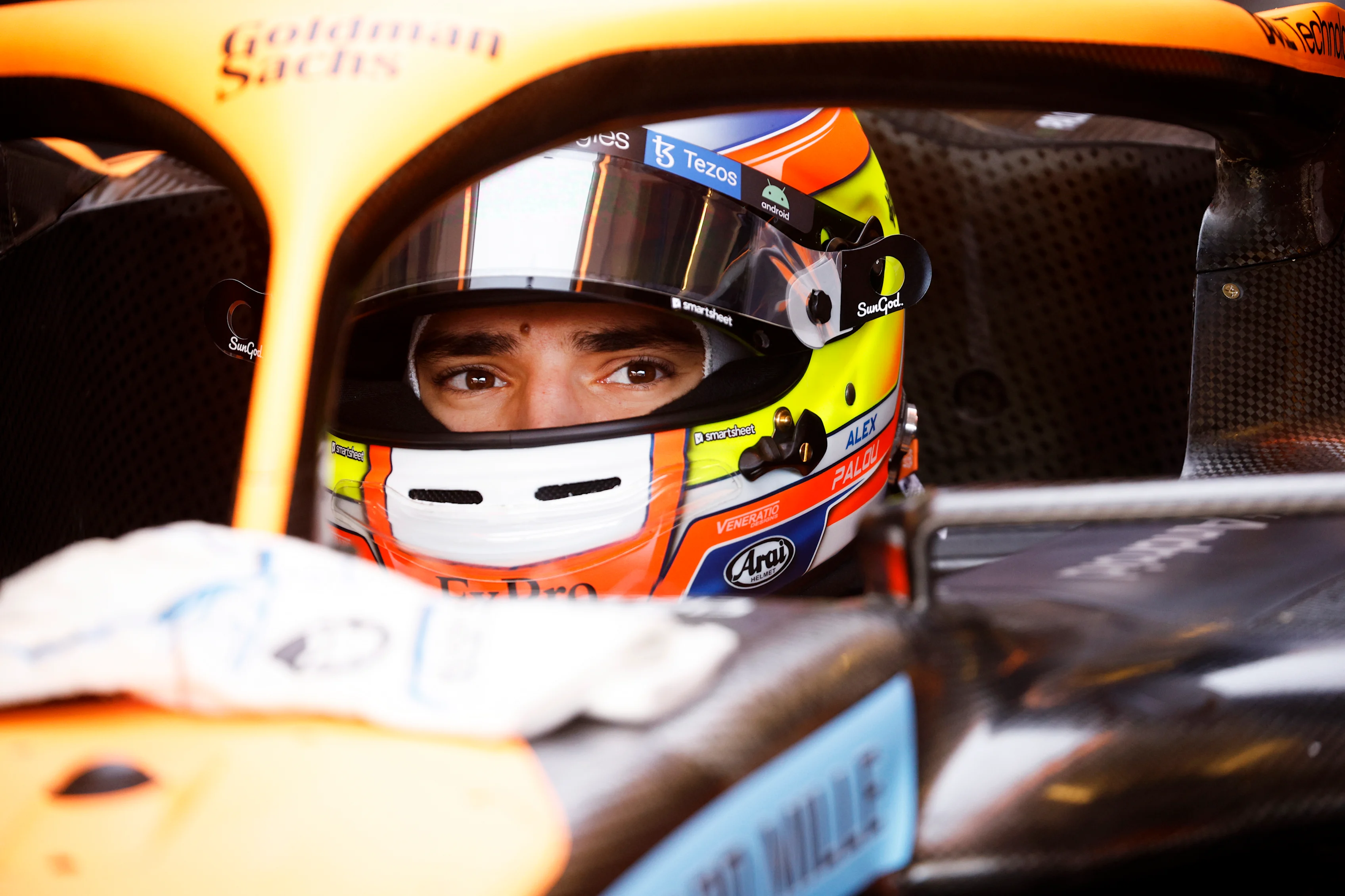 AUSTIN, TEXAS - OCTOBER 21: Alex Palou of Spain and McLaren prepares to drive in the garage during
