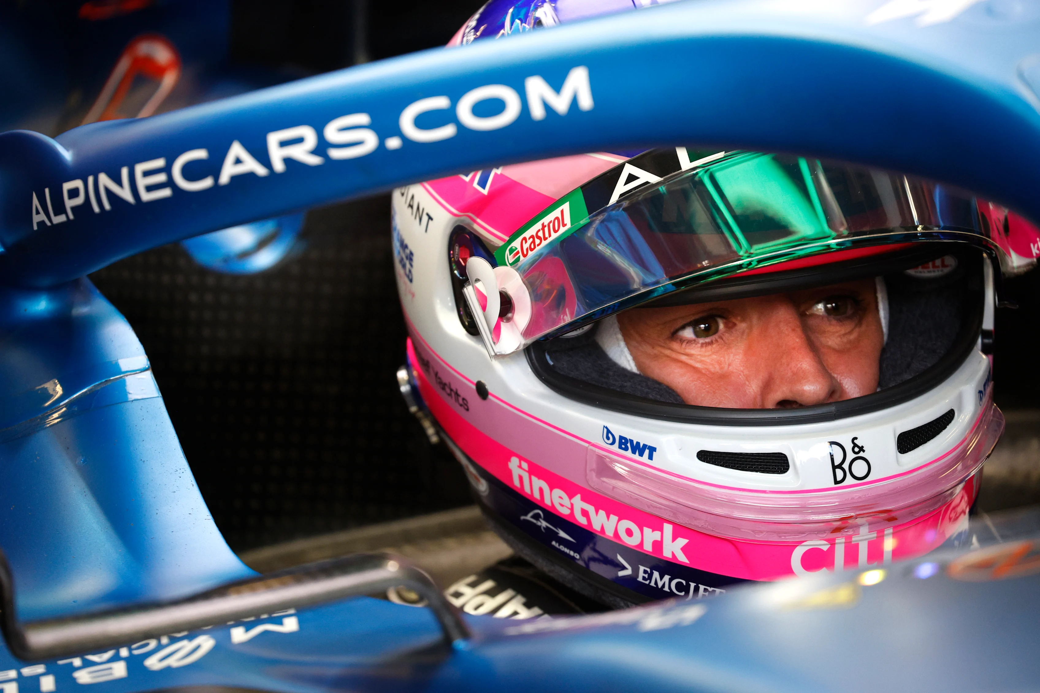 AUSTIN, TEXAS - OCTOBER 21: Fernando Alonso of Spain and Alpine F1 prepares to drive in the garage
