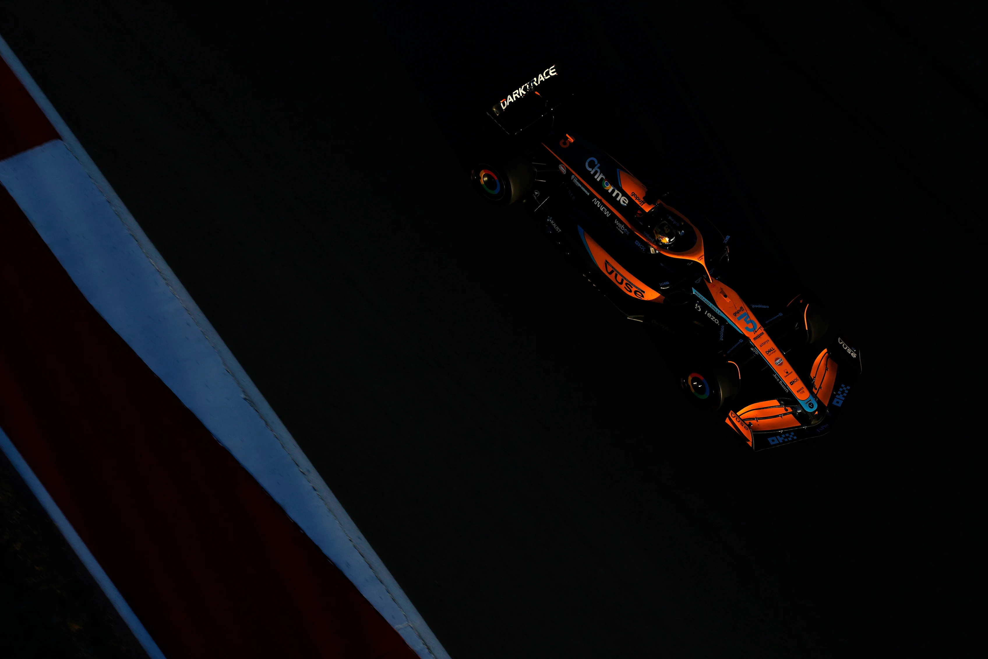 AUSTIN, TEXAS - OCTOBER 21: Daniel Ricciardo of Australia driving the (3) McLaren MCL36 Mercedes on track during practice ahead of the F1 Grand Prix of USA at Circuit of The Americas on October 21, 2022 in Austin, Texas. (Photo by Chris Graythen/Getty Images)