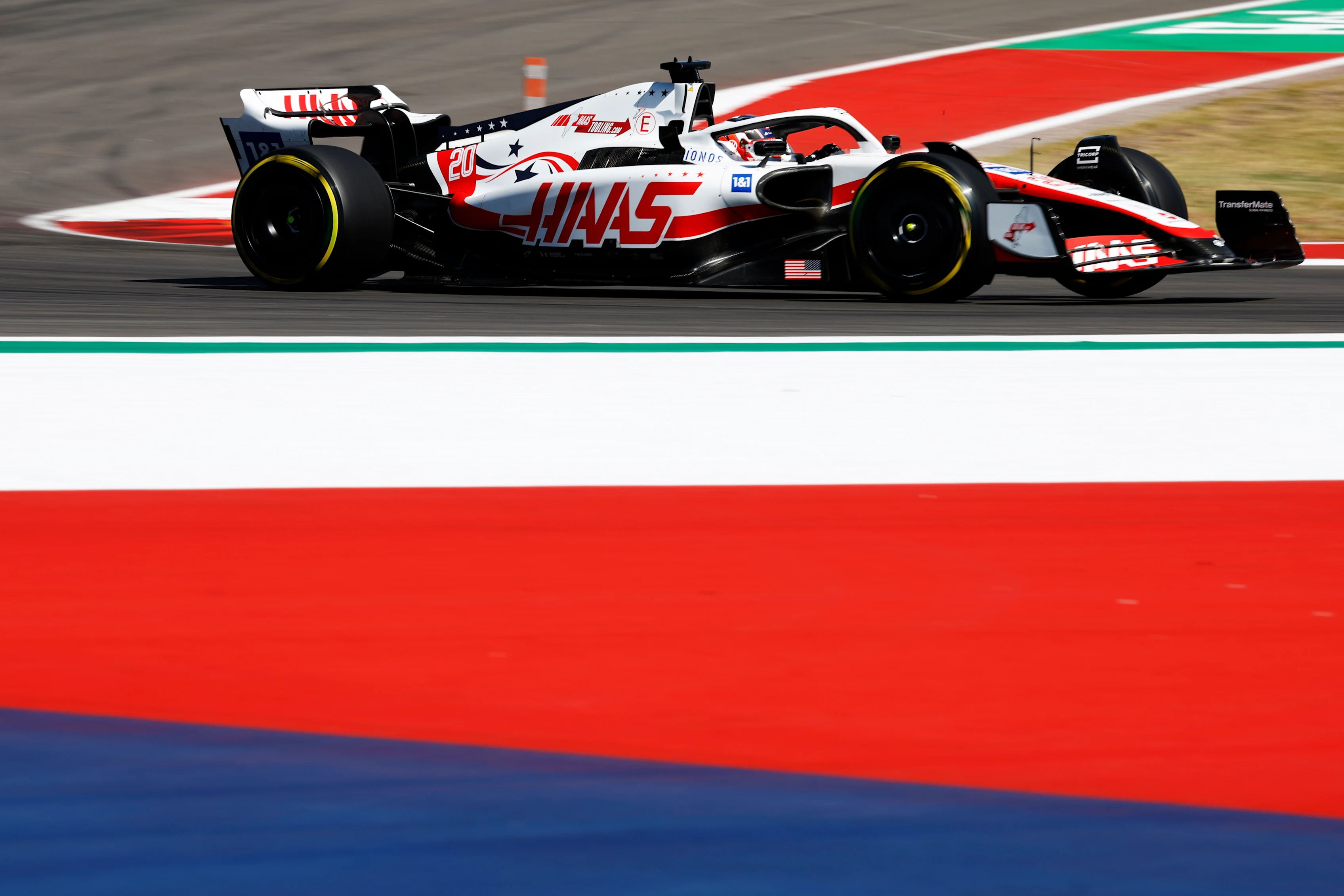 AUSTIN, TEXAS - OCTOBER 22: Kevin Magnussen of Denmark driving the (20) Haas F1 VF-22 Ferrari on