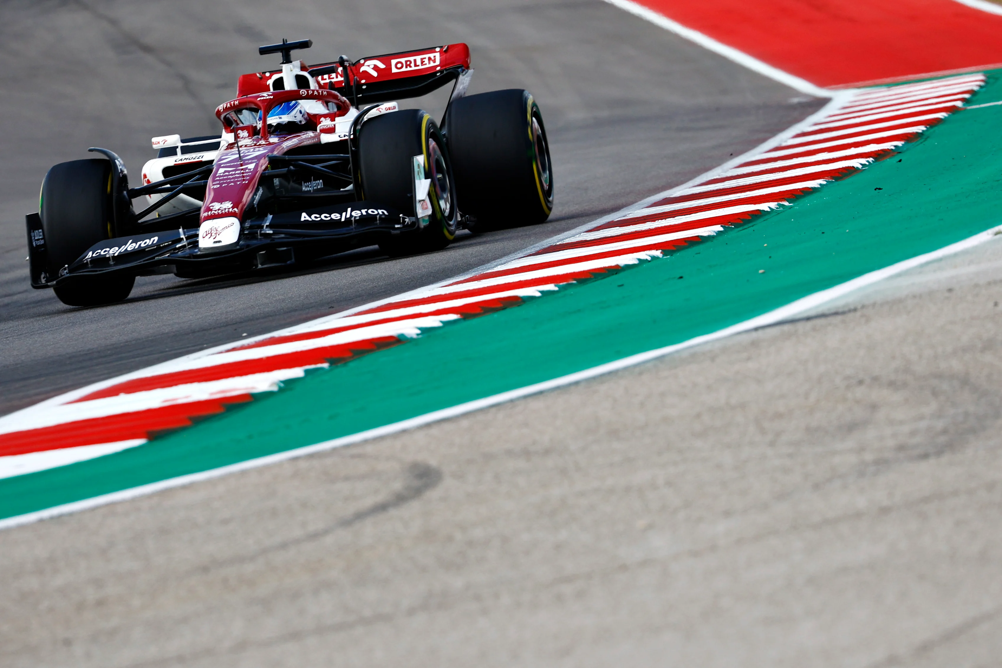 AUSTIN, TEXAS - OCTOBER 23: Valtteri Bottas of Finland driving the (77) Alfa Romeo F1 C42 Ferrari on track during the F1 Grand Prix of USA at Circuit of The Americas on October 23, 2022 in Austin, Texas. (Photo by Chris Graythen/Getty Images)