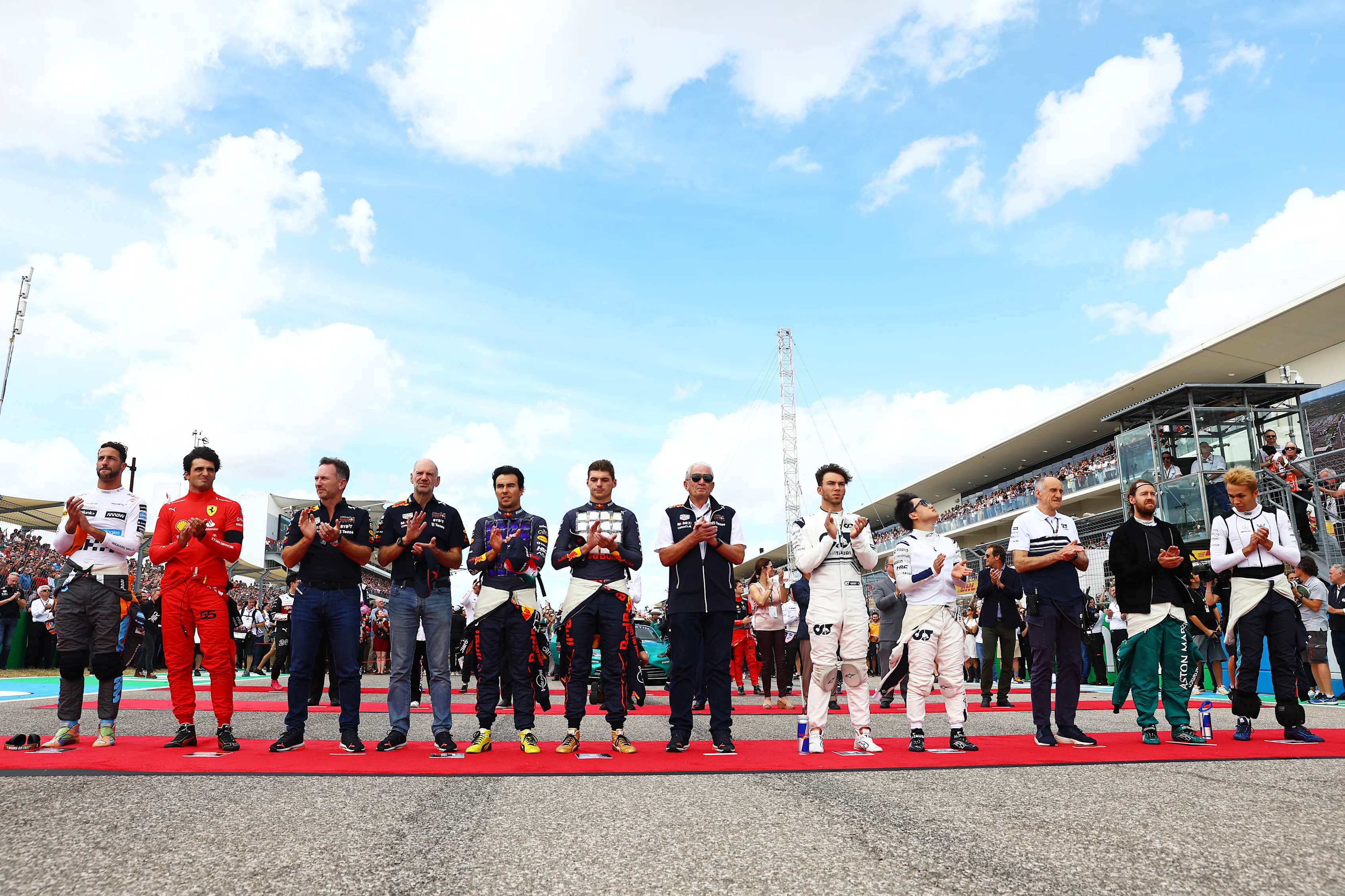 AUSTIN, TEXAS - OCTOBER 23: (L-R) Daniel Ricciardo of Australia and McLaren, Carlos Sainz of Spain