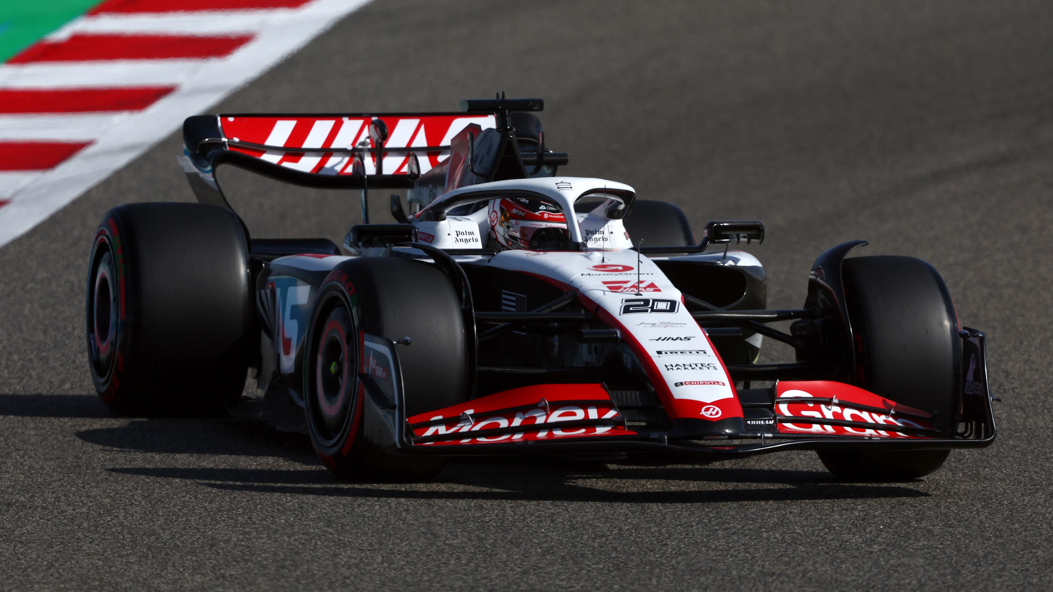 BAHRAIN, BAHRAIN - MARCH 03: Kevin Magnussen of Denmark driving the (20) Haas F1 VF-23 Ferrari on track during practice ahead of the F1 Grand Prix of Bahrain at Bahrain International Circuit on March 03, 2023 in Bahrain, Bahrain. (Photo by Bryn Lennon - Formula 1/Formula 1 via Getty Images)