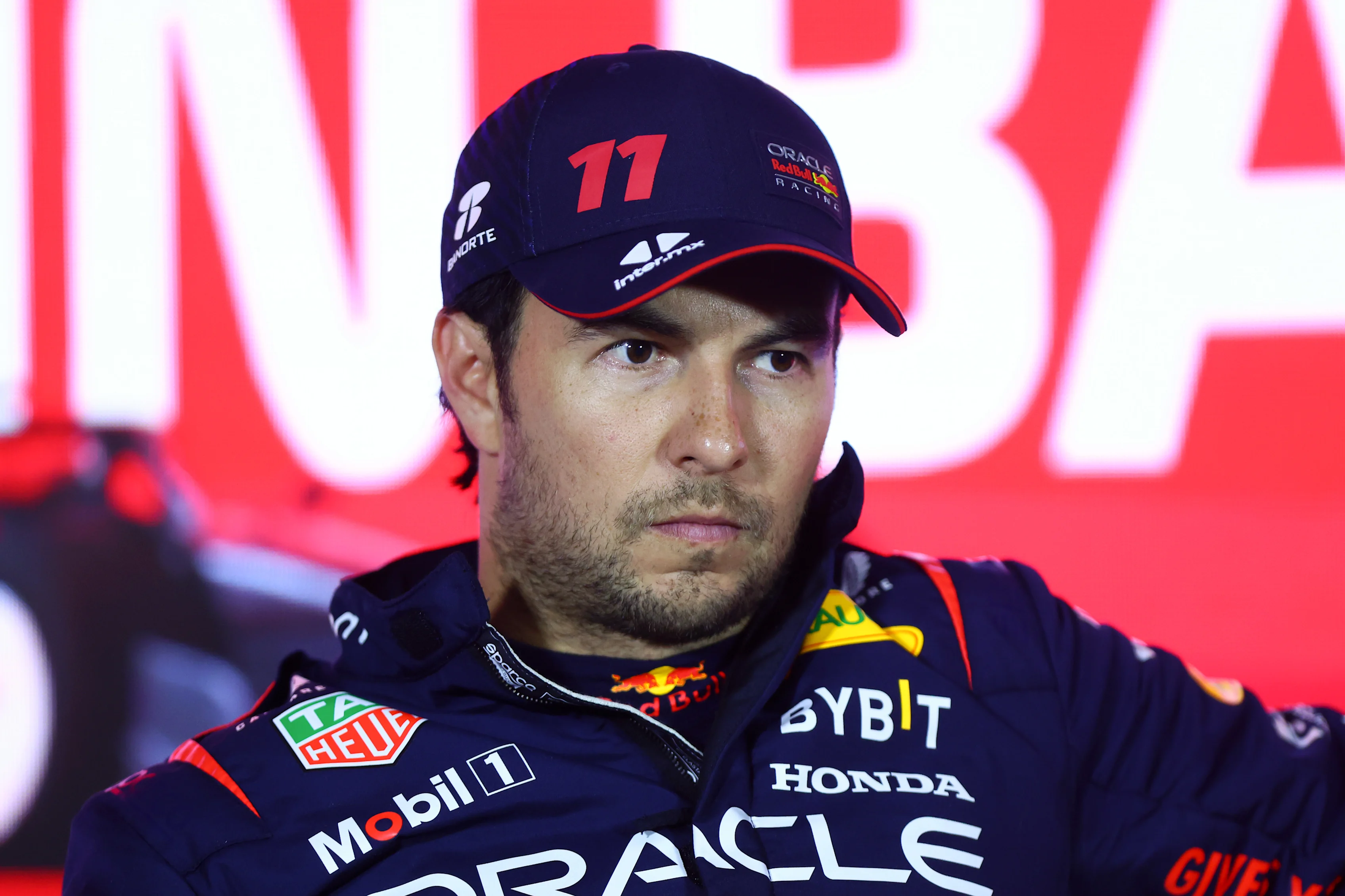 BAHRAIN, BAHRAIN - MARCH 04: Second placed qualifier Sergio Perez of Mexico and Oracle Red Bull