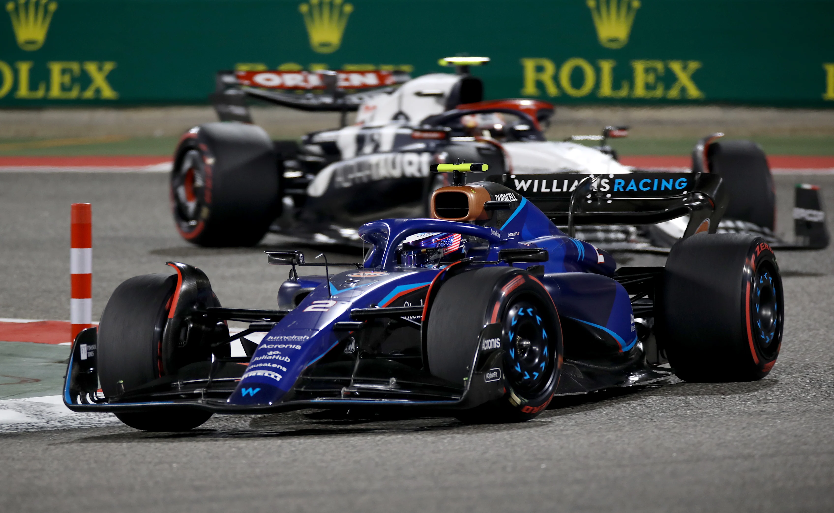 BAHRAIN, BAHRAIN - MARCH 05: Logan Sargeant of United States driving the (2) Williams FW45 Mercedes on track during the F1 Grand Prix of Bahrain at Bahrain International Circuit on March 05, 2023 in Bahrain, Bahrain. (Photo by Peter Fox/Getty Images)
