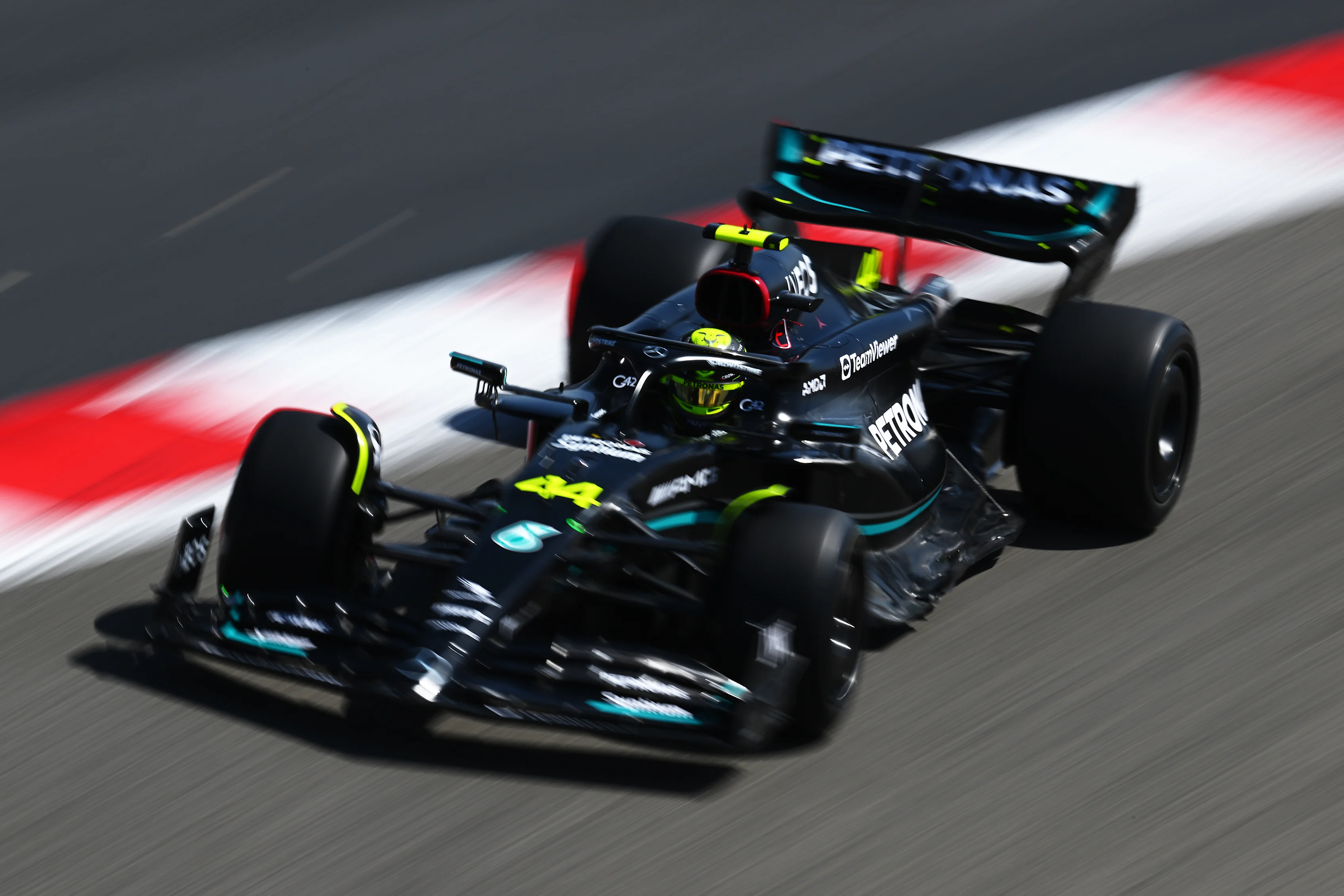 BAHRAIN, BAHRAIN - FEBRUARY 24: Lewis Hamilton of Great Britain driving the (44) Mercedes AMG