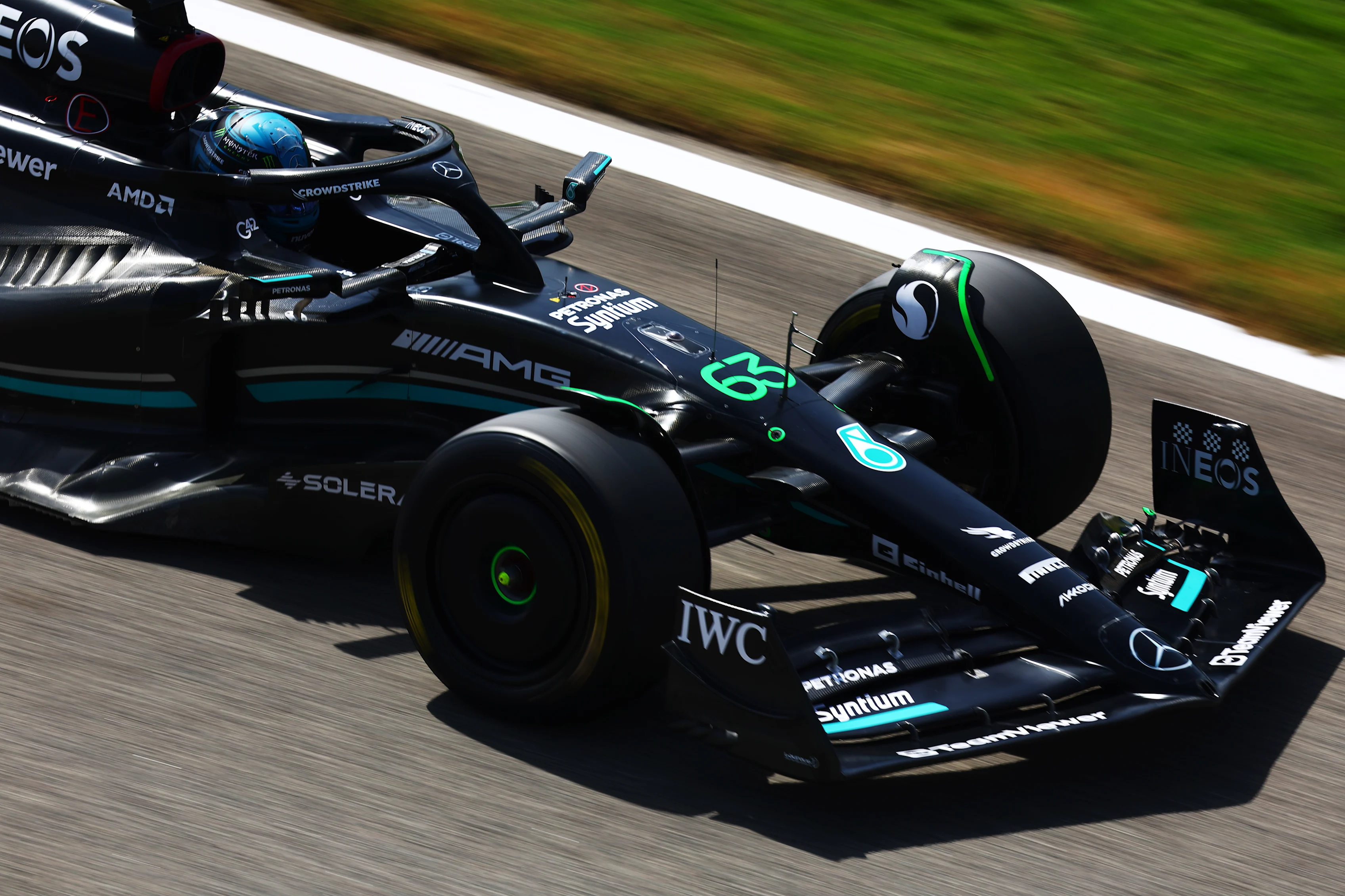 BAHRAIN, BAHRAIN - FEBRUARY 25: George Russell of Great Britain driving the (63) Mercedes AMG