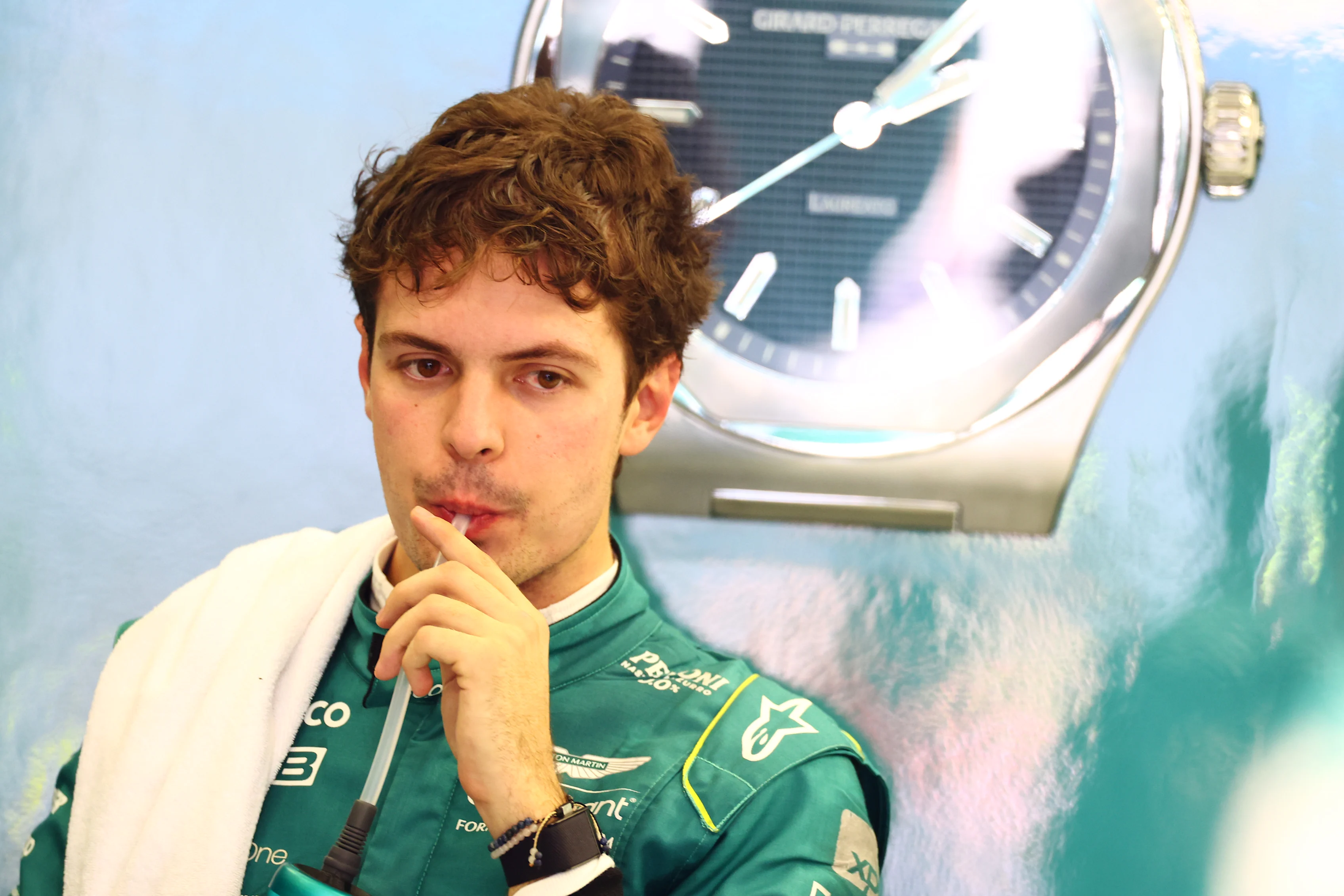 BAHRAIN, BAHRAIN - FEBRUARY 25: Felipe Drugovich of Brazil and Aston Martin F1 Team looks on in the