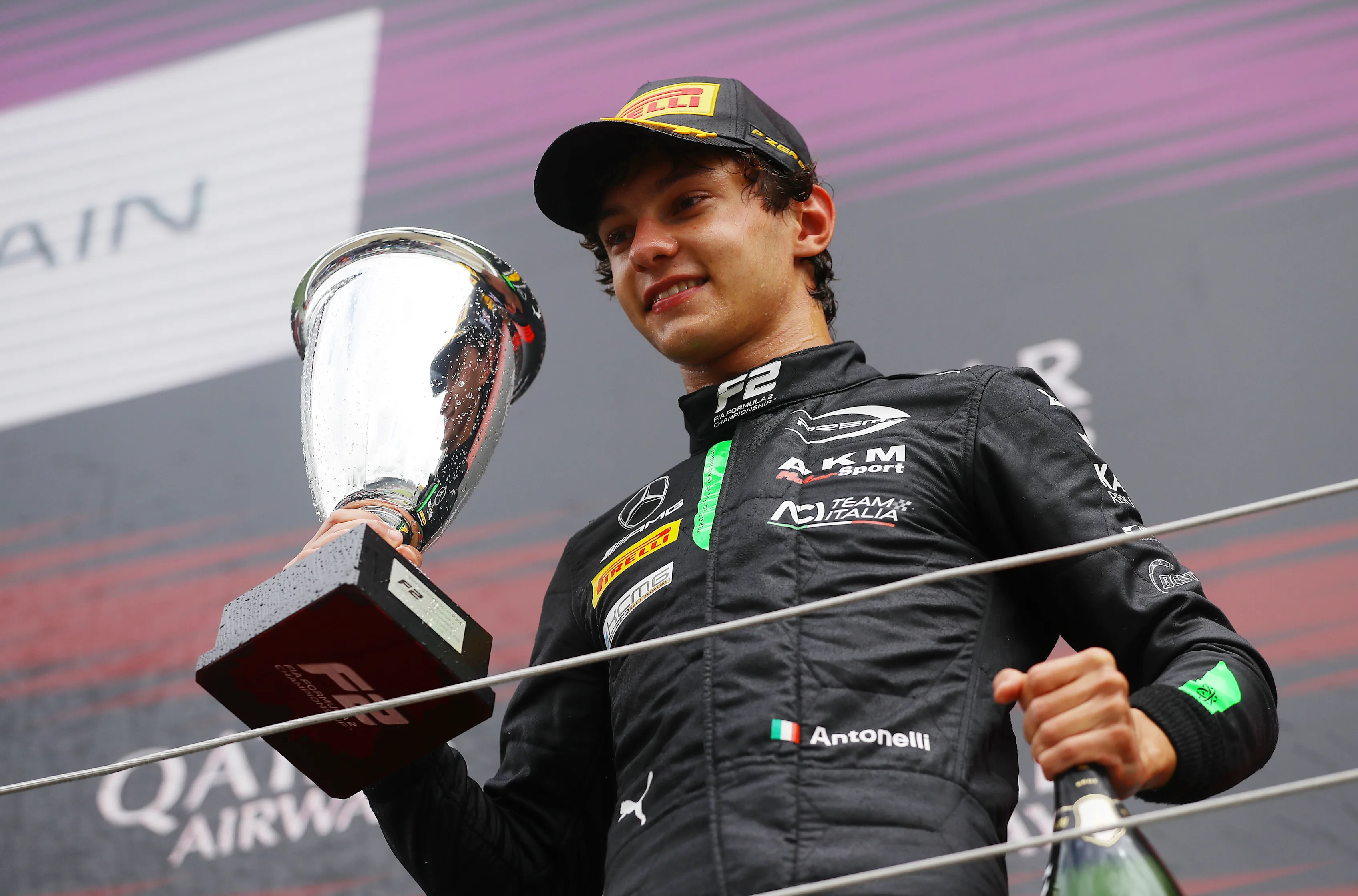 NORTHAMPTON, ENGLAND - JULY 06: Race winner Andrea Kimi Antonelli of Italy and PREMA Racing (4)
