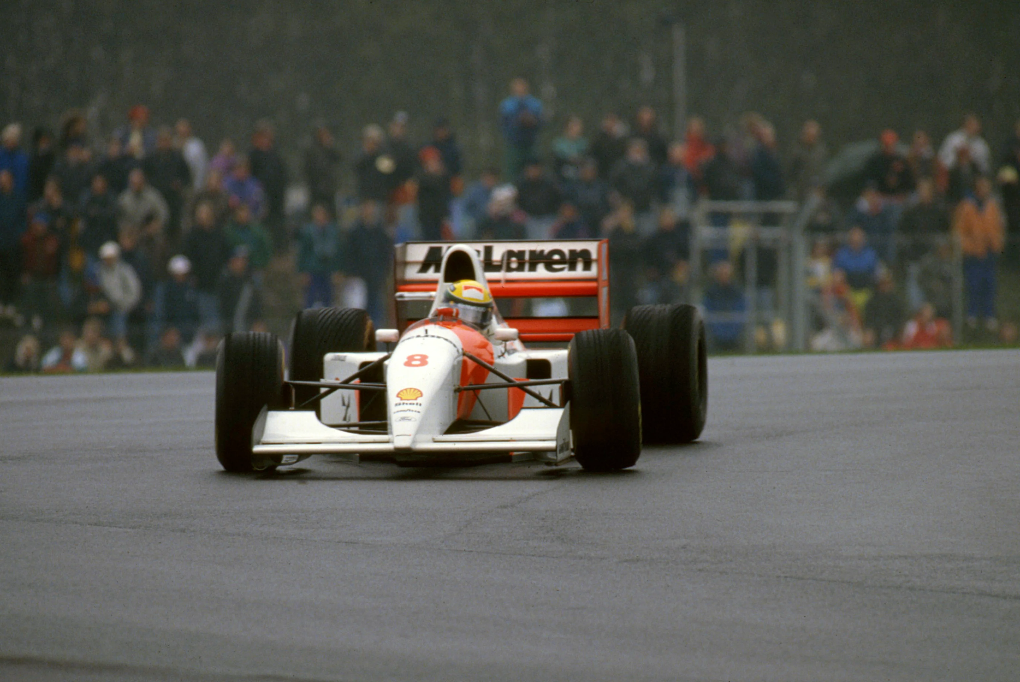 McLaren MP4-8, Ayrton Senna 1993 European Grand Prix at Donington. Creator: Unknown. (Photo by