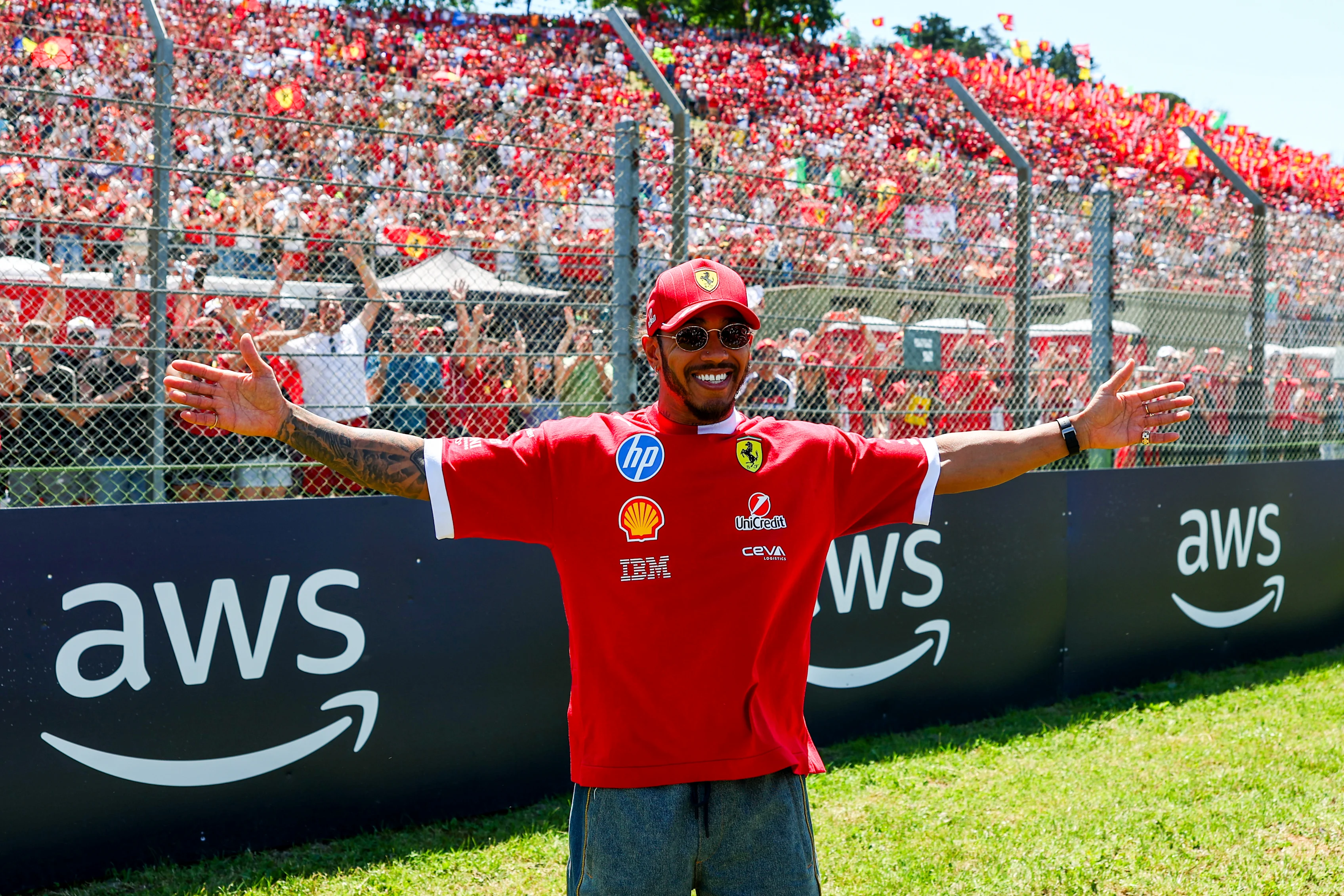 MONZA, ITALY - SEPTEMBER 03: A general view as the Tifosi celebrate as Third placed Carlos Sainz of