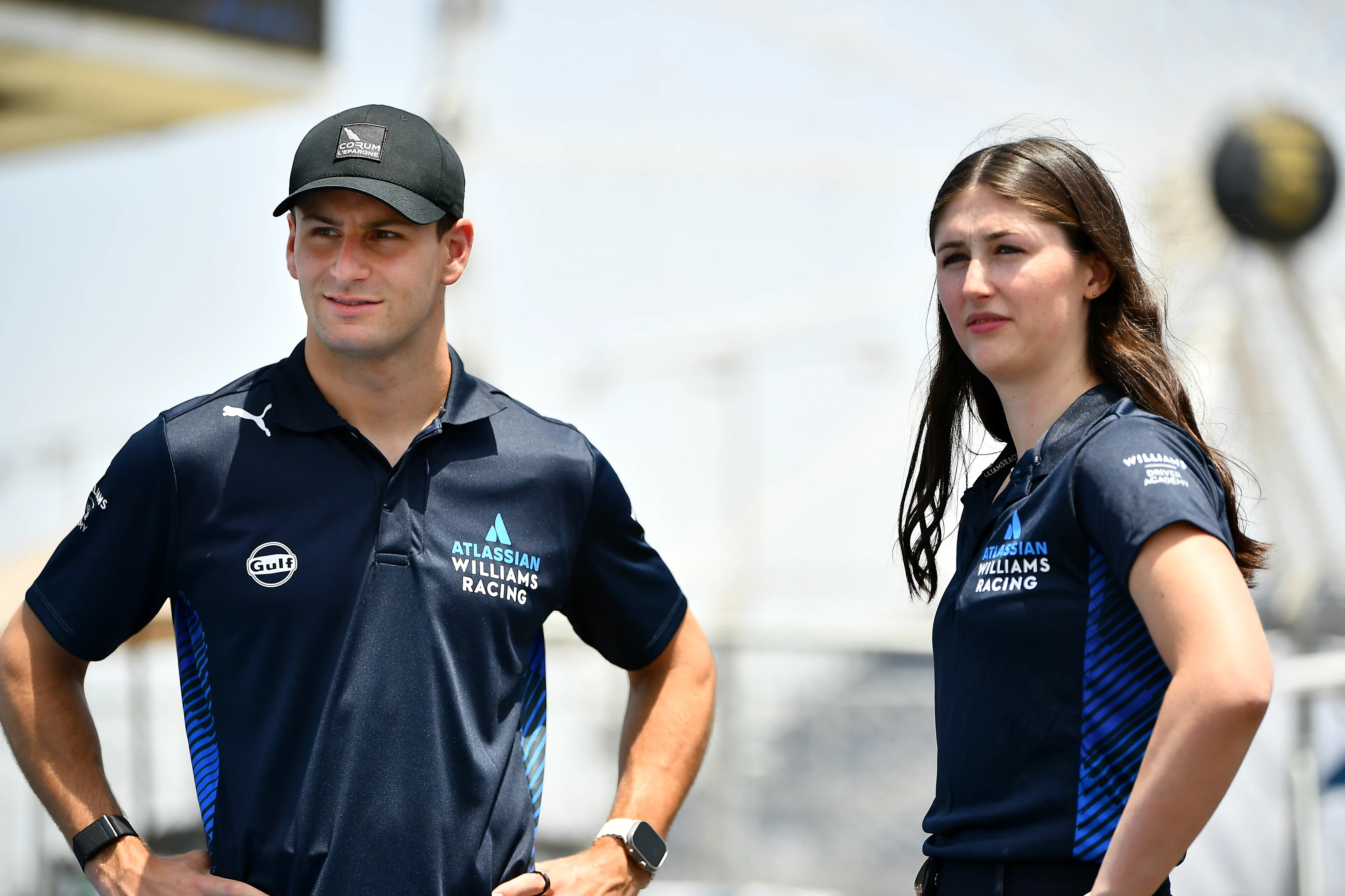 JEDDAH, SAUDI ARABIA - APRIL 17: Lia Block of United States and ART Grand Prix talks with Victor