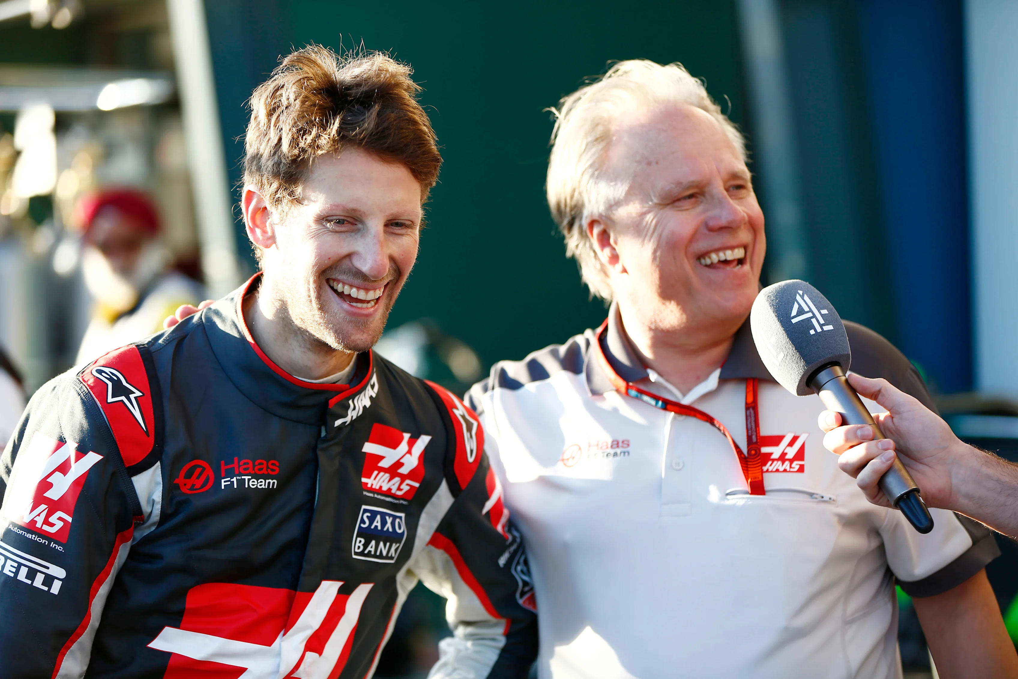 Albert Park, Melbourne, Australia. Sunday 20 March 2016. Romain Grosjean, Haas F1, and Gene Haas,