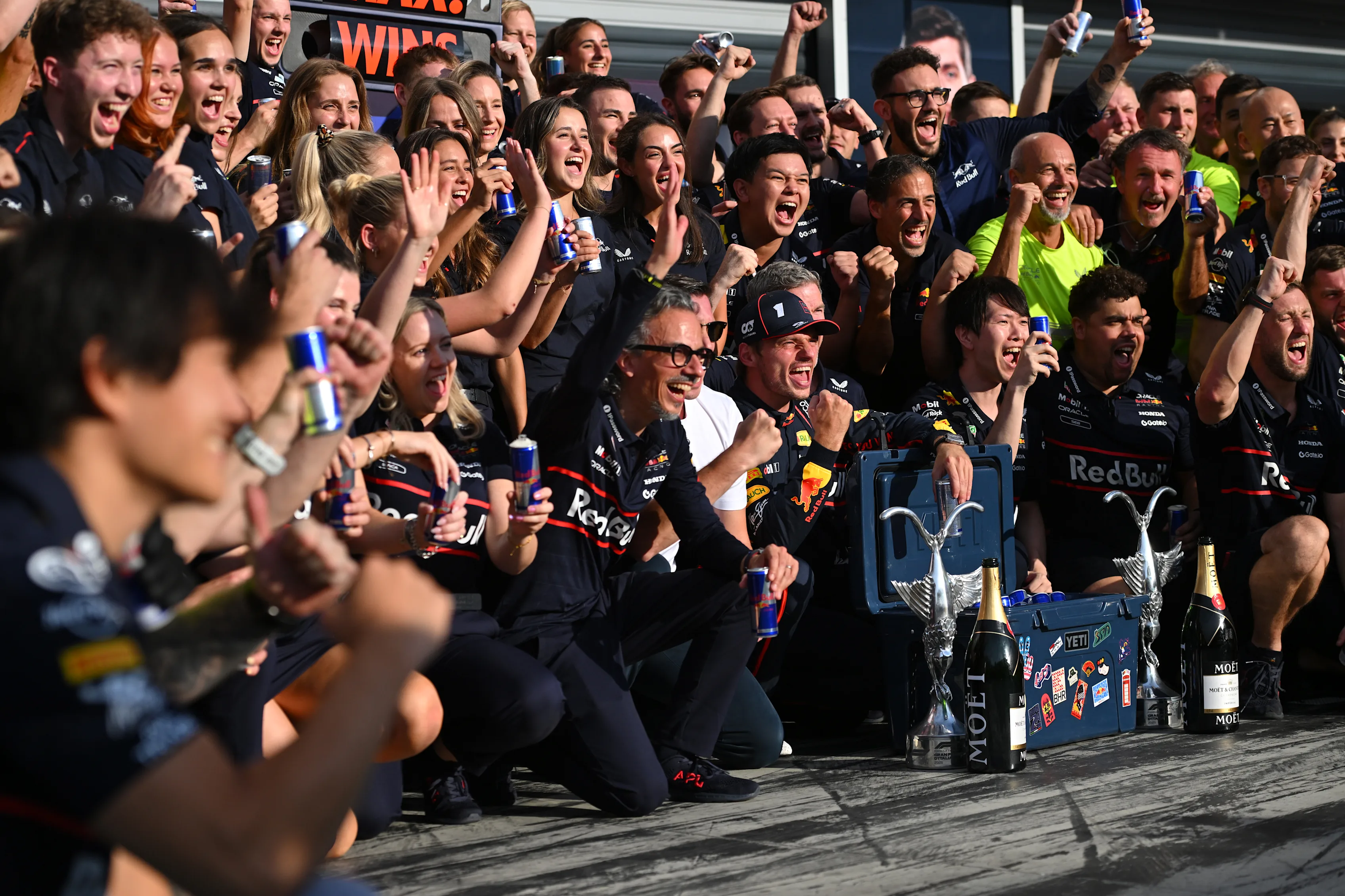 MONZA, ITALY - SEPTEMBER 07: Race winner Max Verstappen of the Netherlands and Oracle Red Bull
