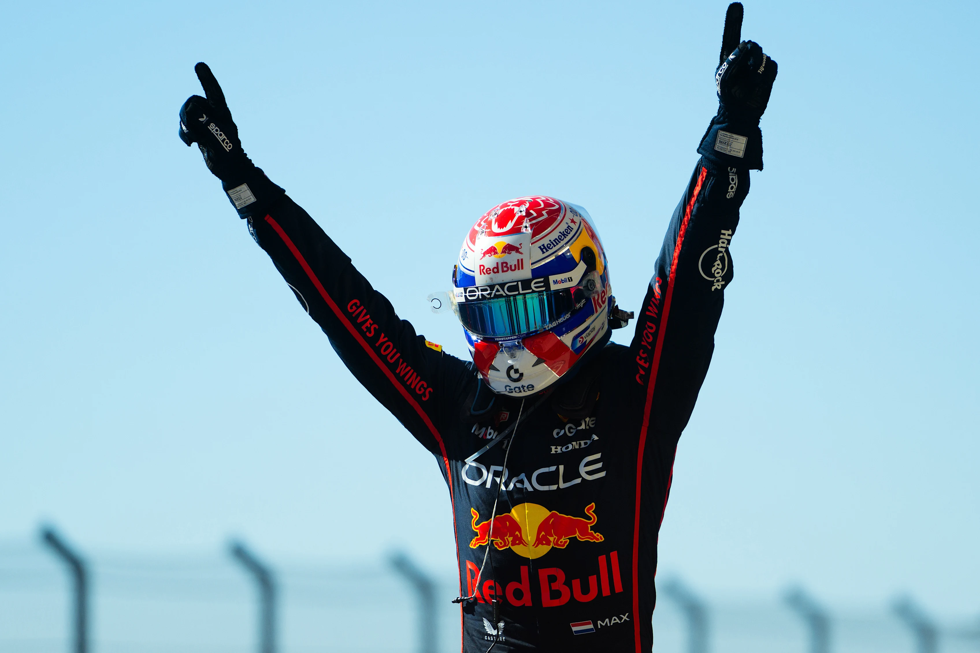 AUSTIN, TEXAS - OCTOBER 19: Race winner Max Verstappen of the Netherlands and Oracle Red Bull