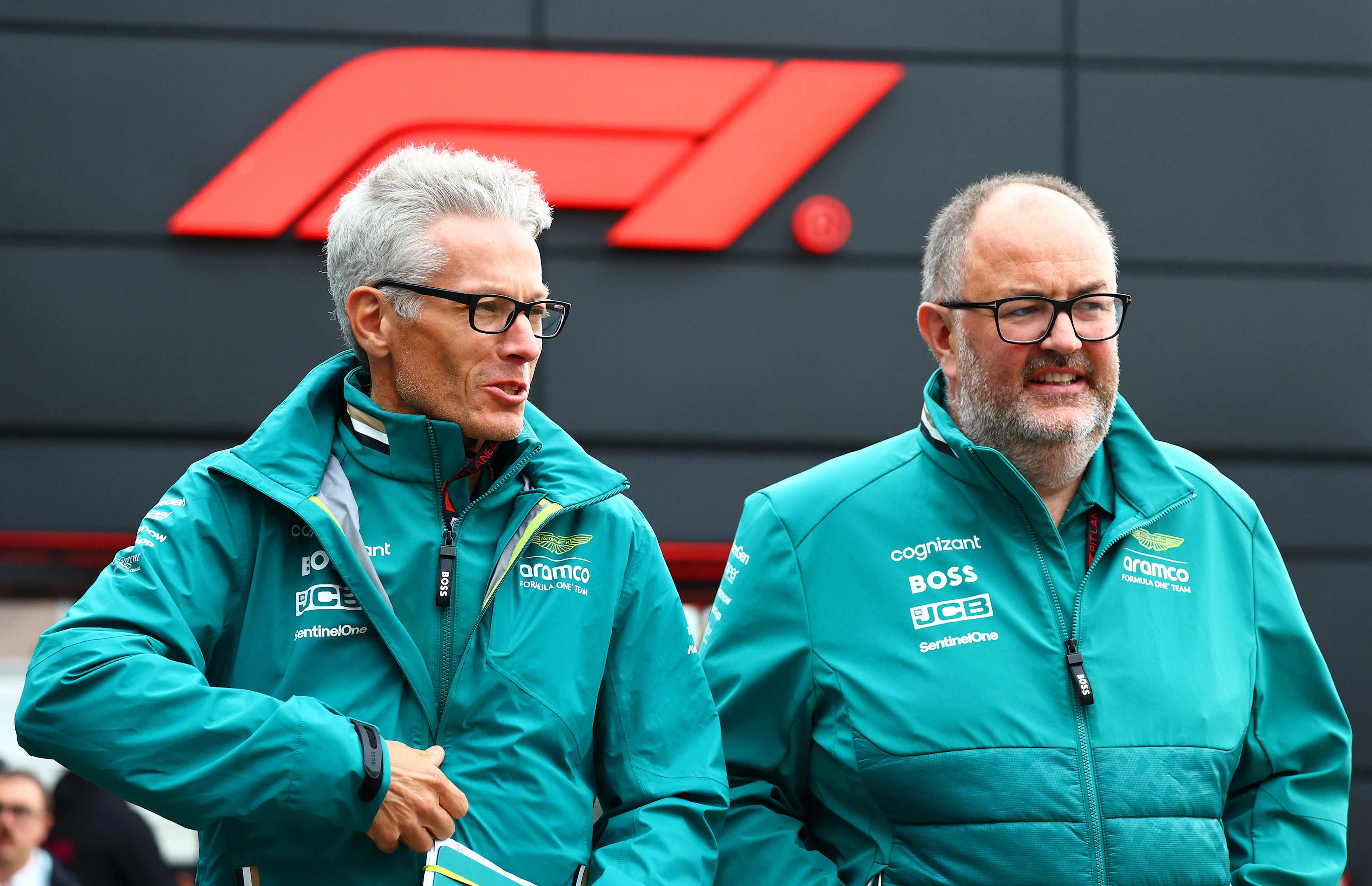 ZANDVOORT, NETHERLANDS - AUGUST 23: Mike Krack, Team Principal of the Aston Martin F1 Team and Tom
