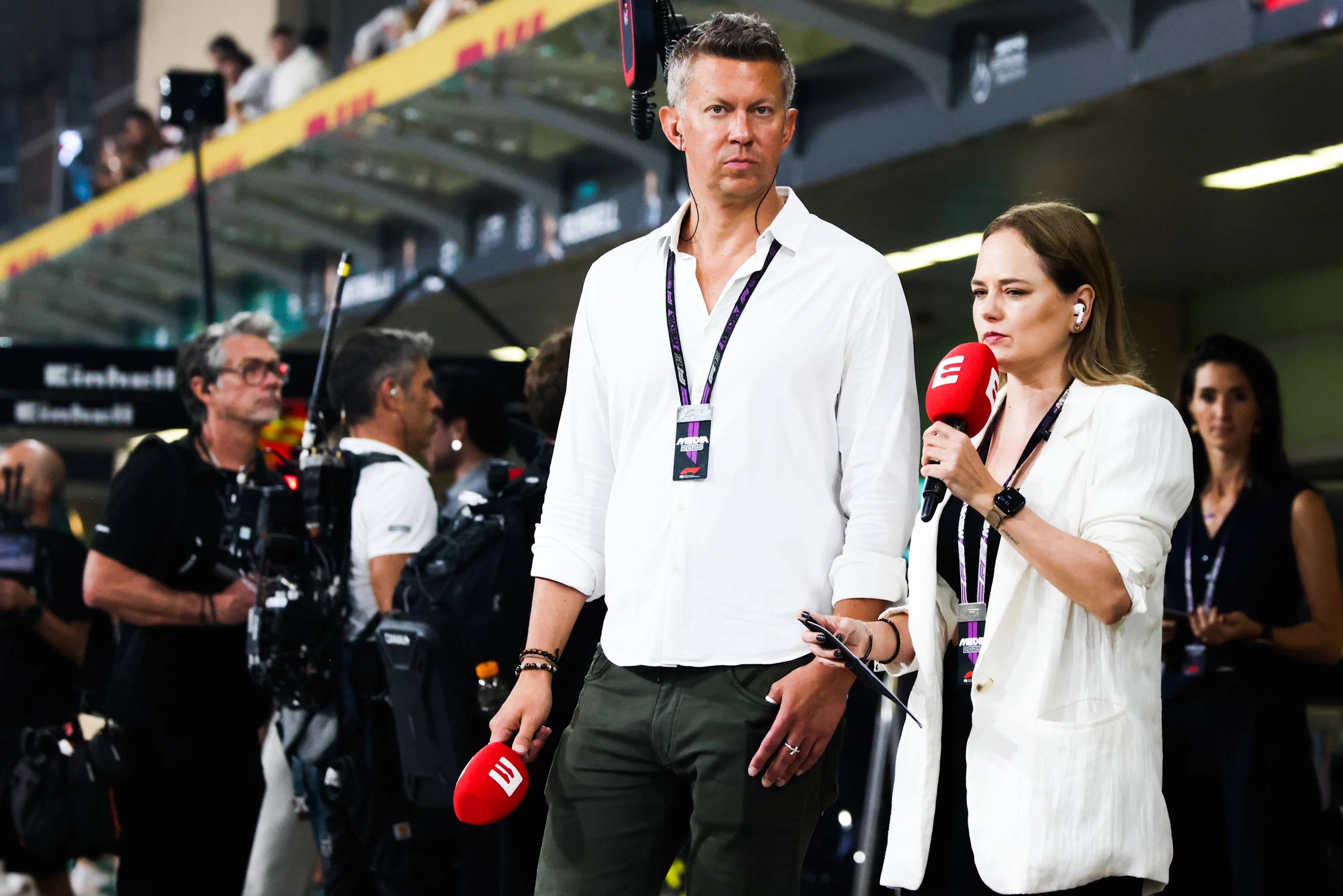 Marcin Budkowski and Aldona Marciniak report on to Eleven Sports Polska during Formula 1 Abu Dhabi