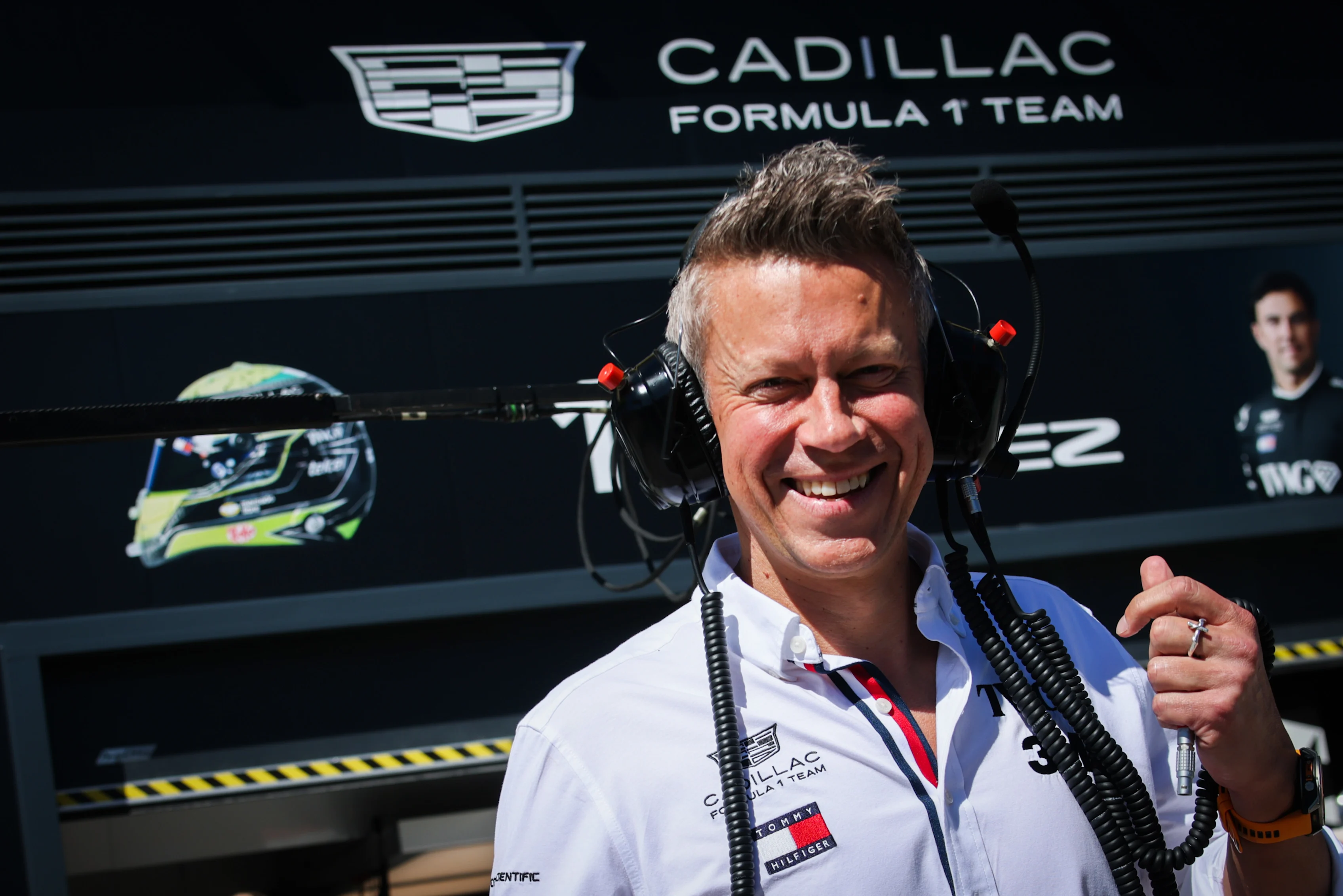 Marcin Budkowski, Team Principal of Cadillac F1 Team, is seen in front of Cadillac garage prior to
