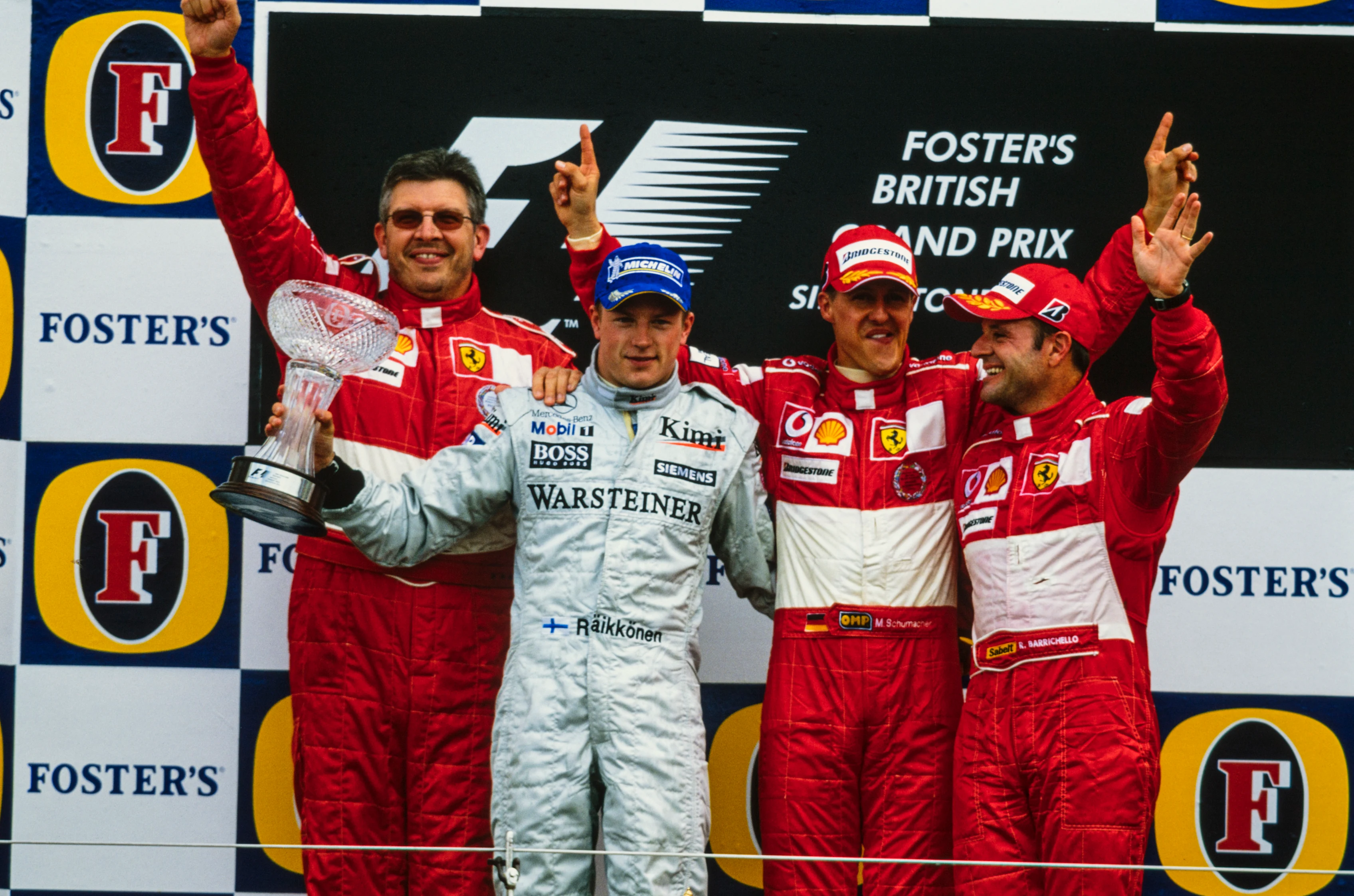 SILVERSTONE, UNITED KINGDOM - JULY 11: Michael Schumacher, 1st position, Kimi Räikkönen, 2nd