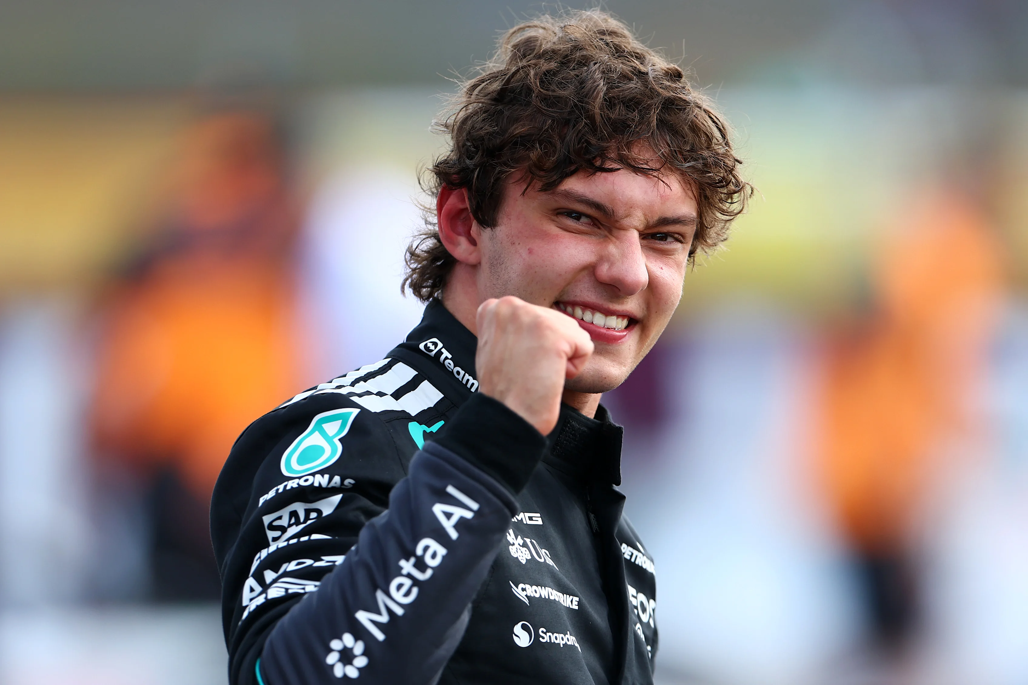 NORTHAMPTON, ENGLAND - JULY 04: Pole position qualifier Andrea Kimi Antonelli of Italy and Mercedes
