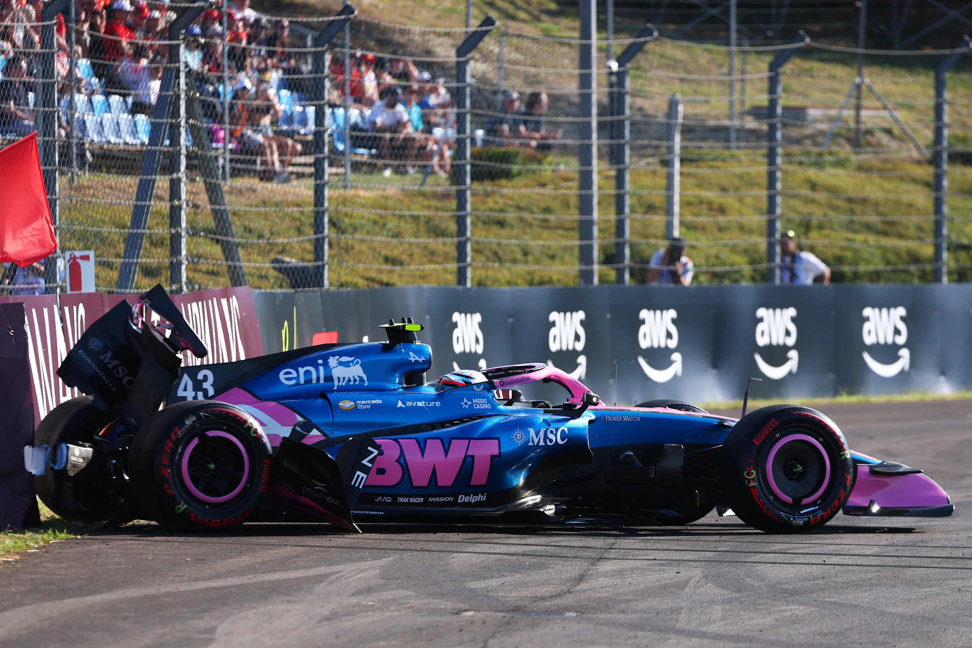 BUDAPEST, HUNGARY - JULY 24: Franco Colapinto of Argentina driving the (43) Alpine F1 A526 Mercedes