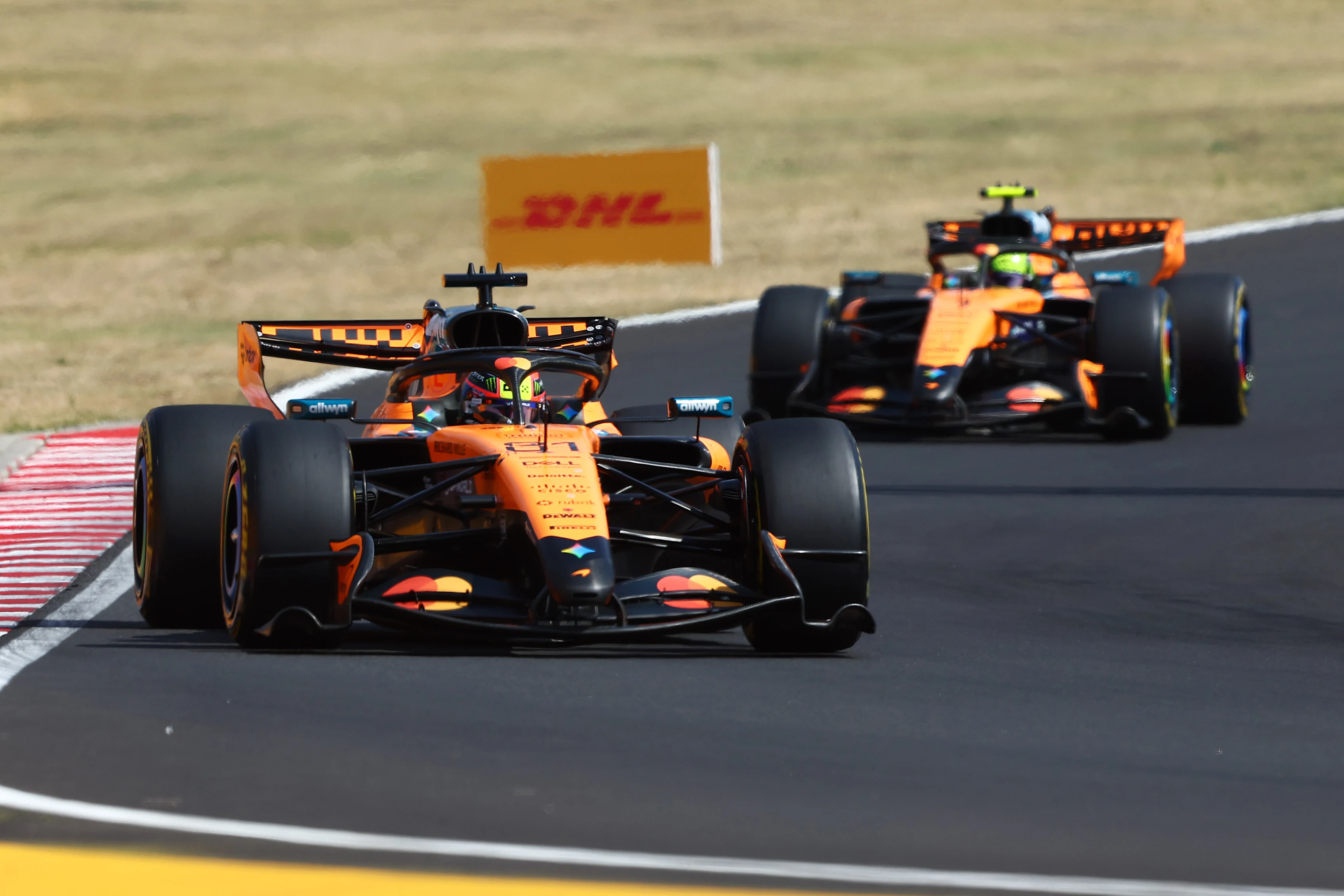 BUDAPEST, HUNGARY - JULY 26: Oscar Piastri of Australia driving the (81) McLaren MCL40 Mercedes