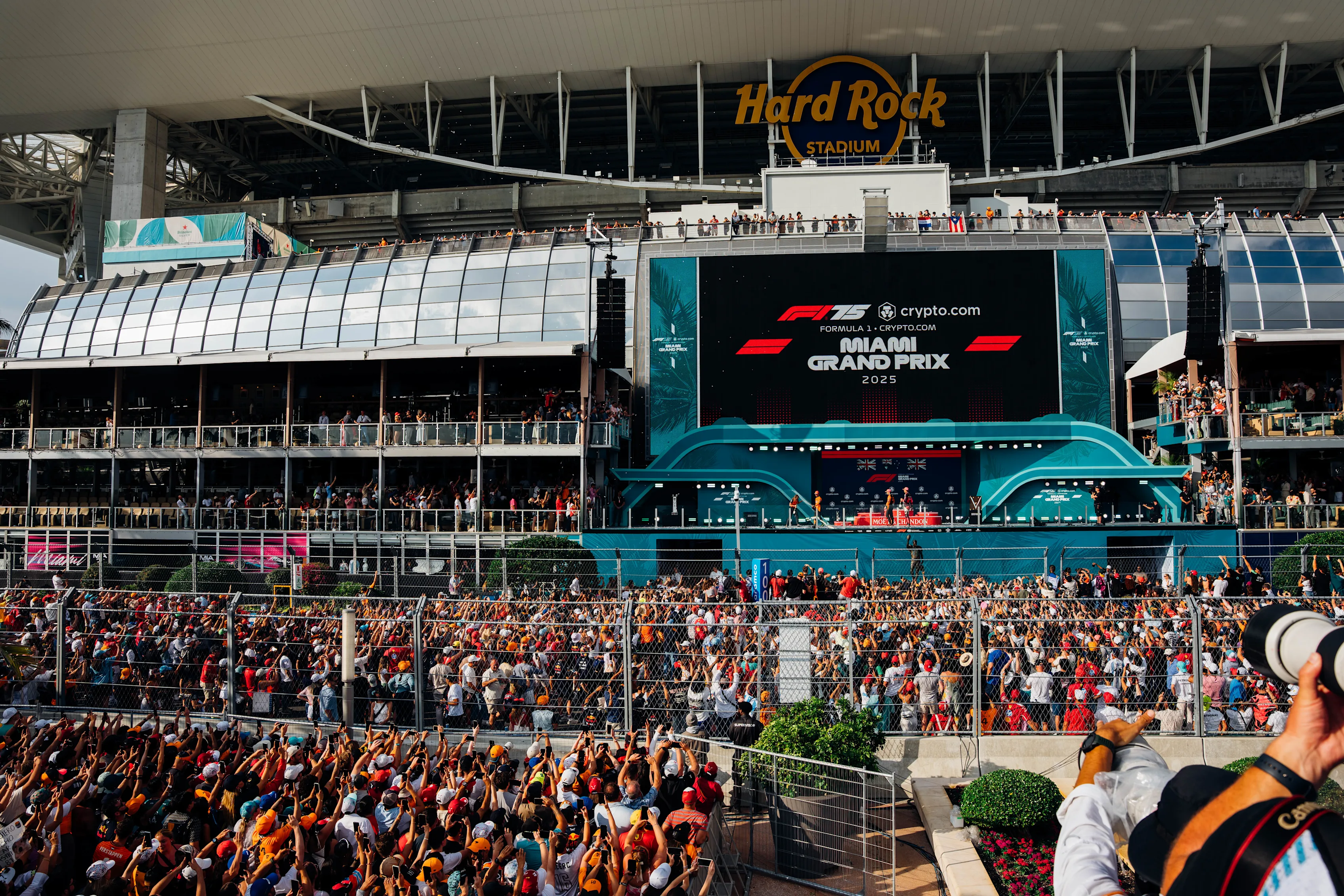 Trophy ceremony after F1 Feature Race during the F1 Miami Grand Prix on Sunday, May 4, 2025 in