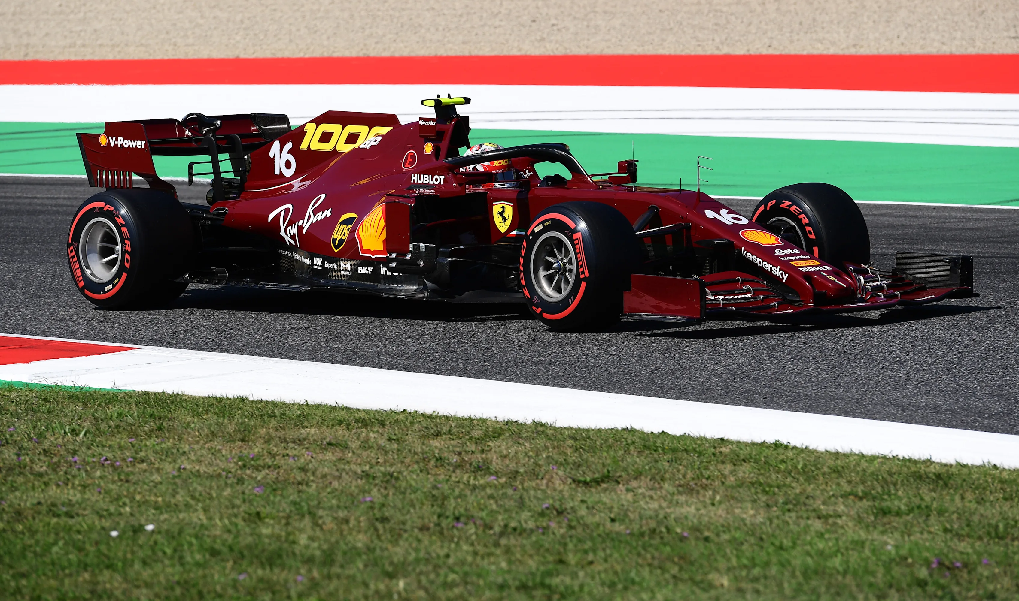 SCARPERIA, ITALY - SEPTEMBER 12: Charles Leclerc of Monaco driving the (16) Scuderia Ferrari SF1000