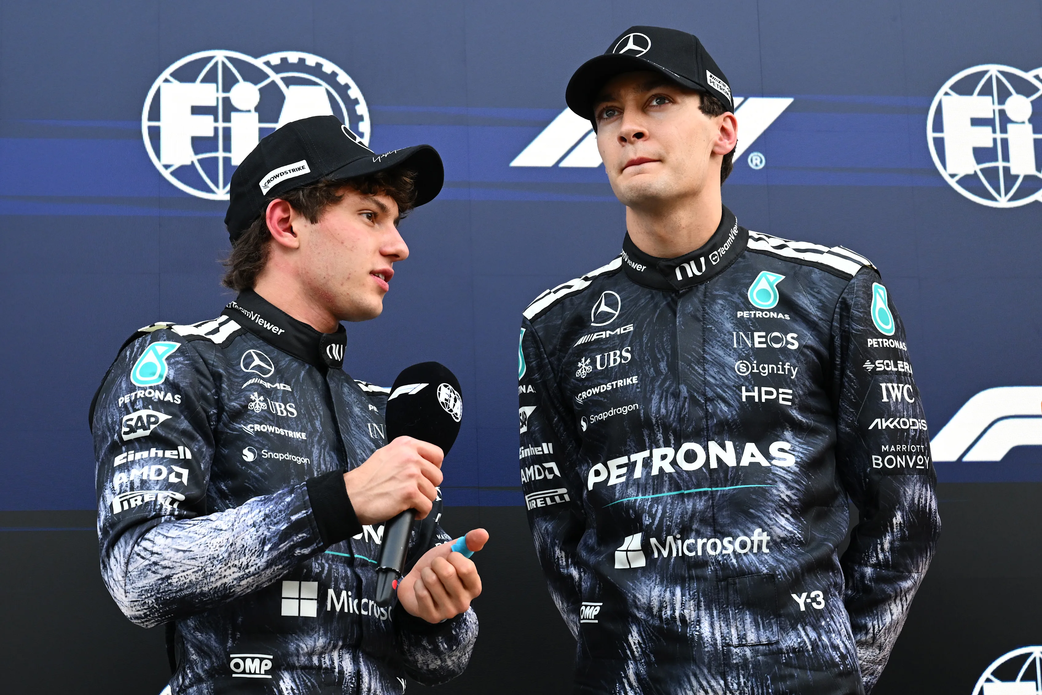 SUZUKA, JAPAN - MARCH 28: Pole position qualifier Andrea Kimi Antonelli of Italy and Mercedes AMG