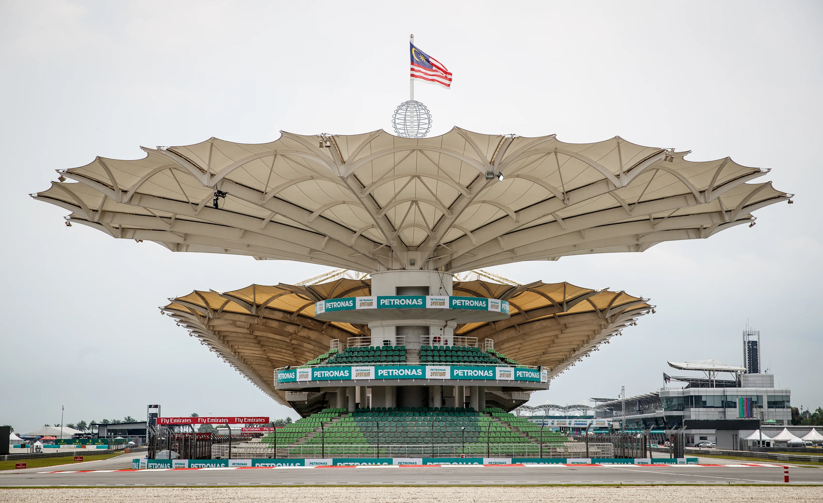 KUALA LUMPUR, MALAYSIA - SEPTEMBER 28: A general view of the circuit and grandstand during